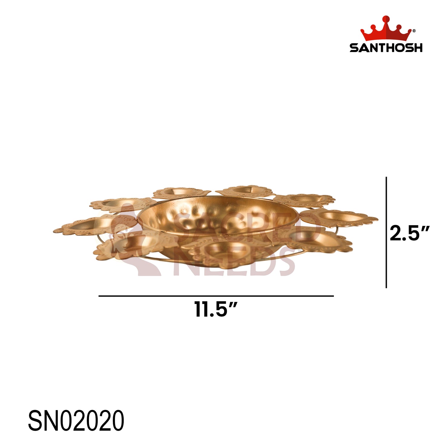 Corn Urli with Deepam Holder – 11.5 Inch Length | Traditional Decorative Bowl with Oil Lamp for Pooja & Home Décor