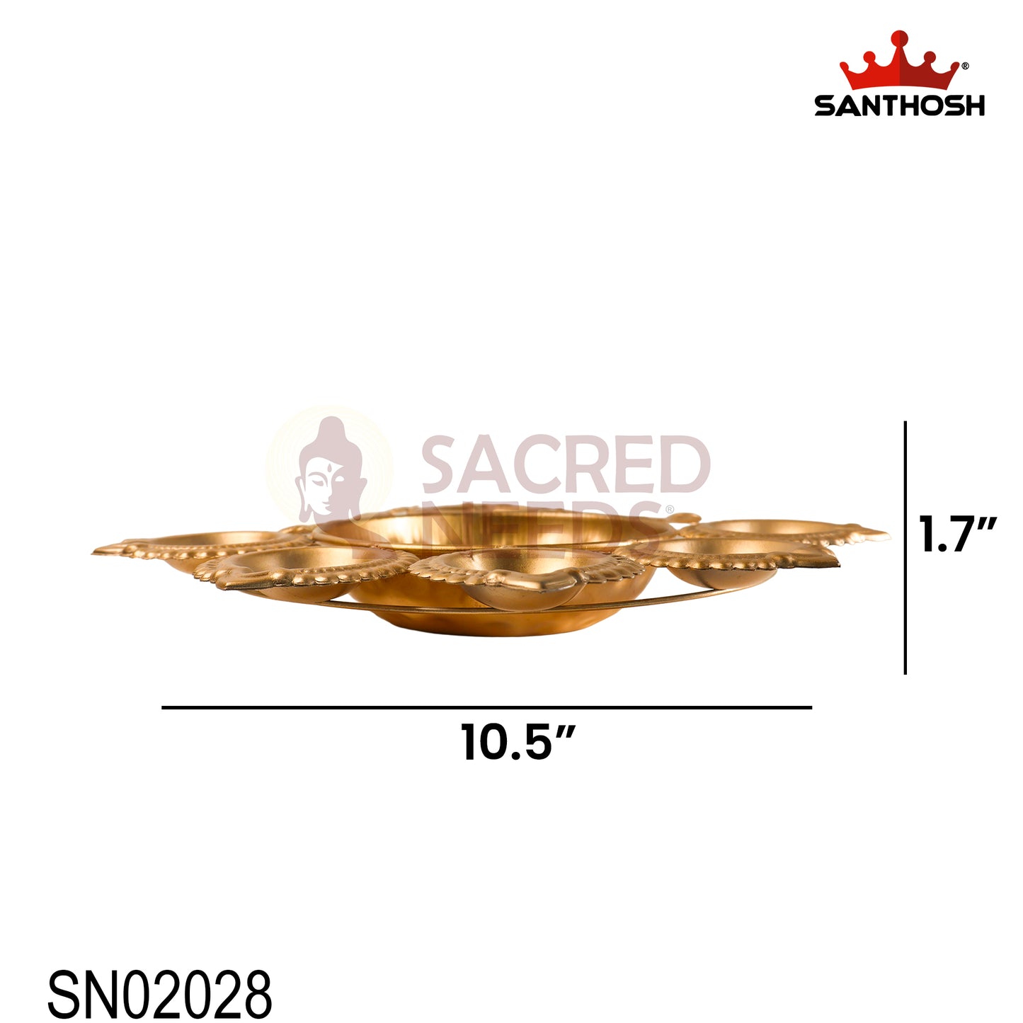 Iron 2 Peacock 6 Vilakku Urli – 10.5 Inch Length | Traditional Multi-Wick Oil Lamp Bowl for Pooja & Home Décor