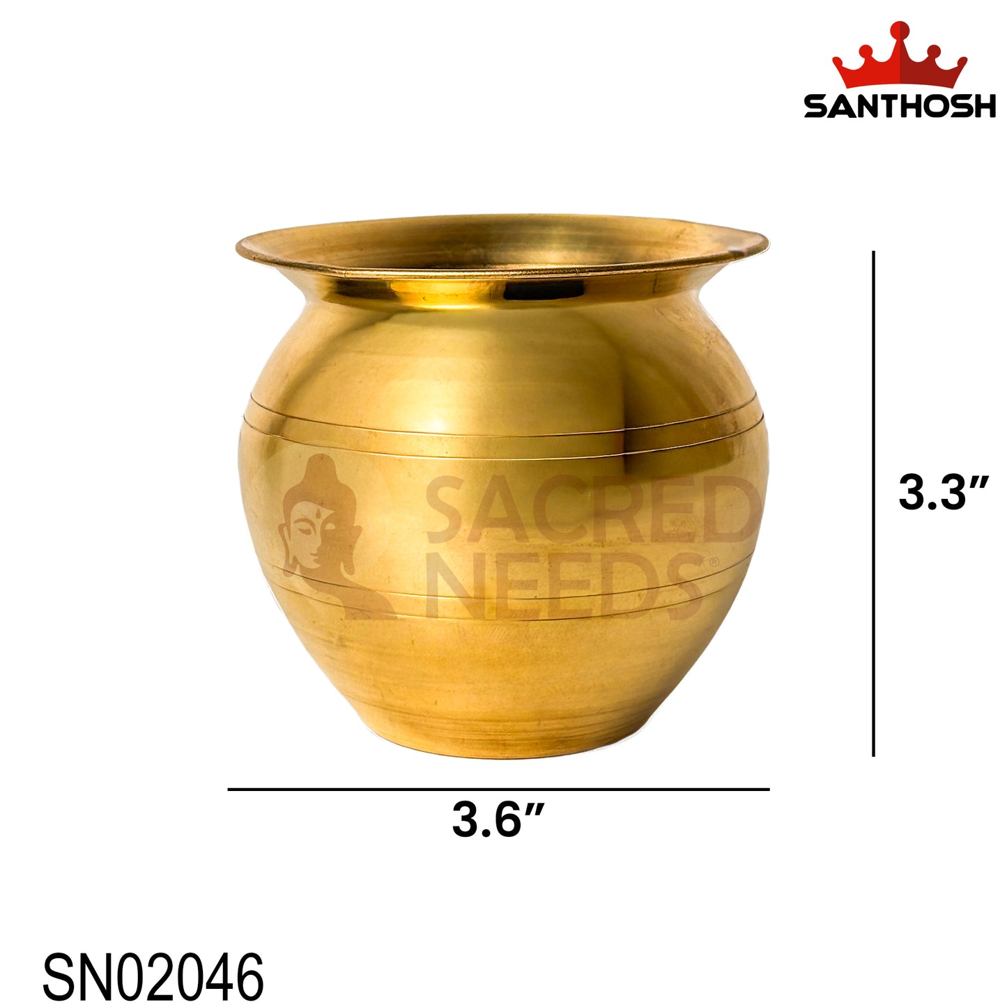 Brass Ganga Jamuna Chambu – 3.6 Inch Length | Traditional Two-Tone Brass Pot for Pooja, Abhishekam & Temple Use