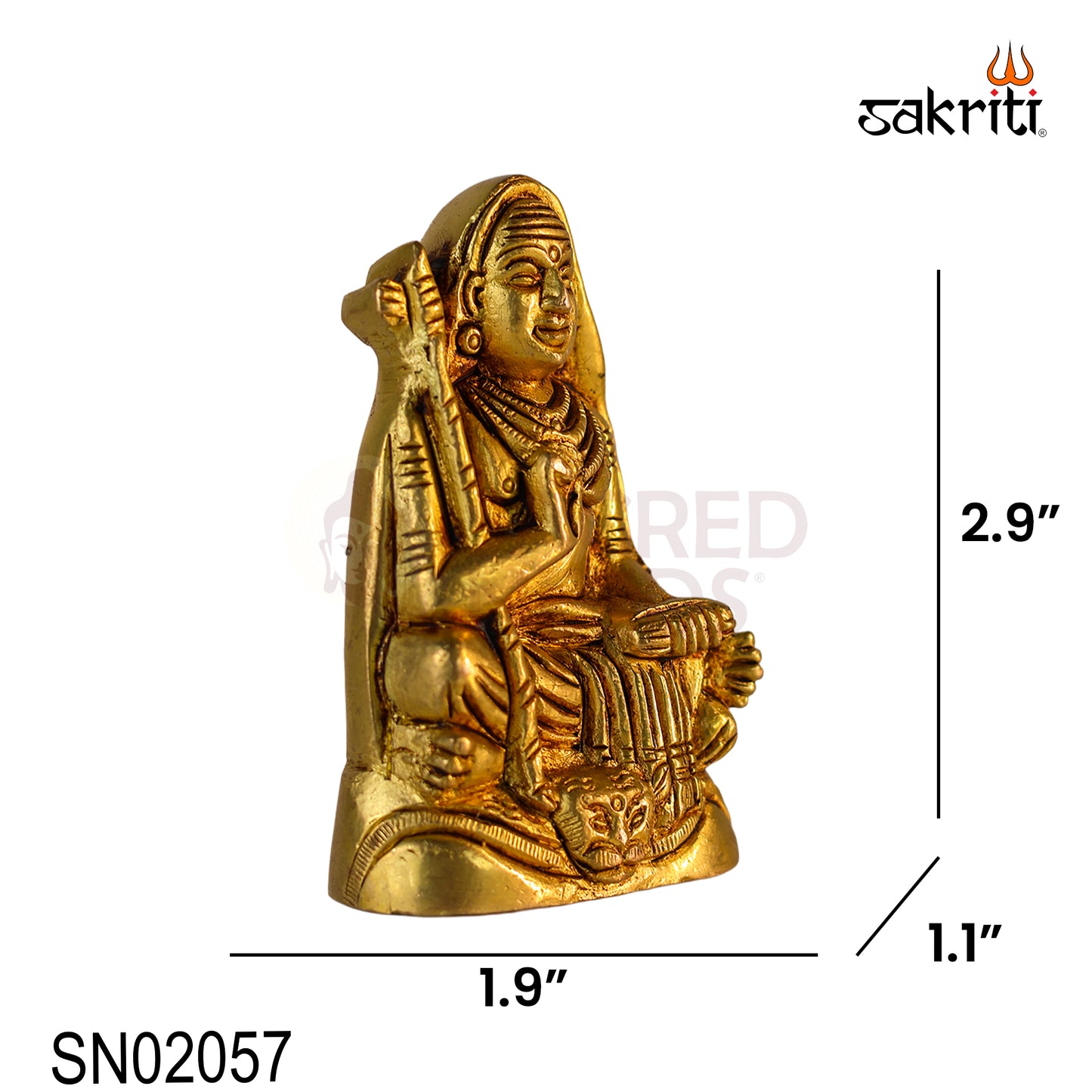 Brass Adi Shankaracharya Idol – 1.9 Inch Length | Miniature Brass Statue for Pooja, Meditation & Home Décor