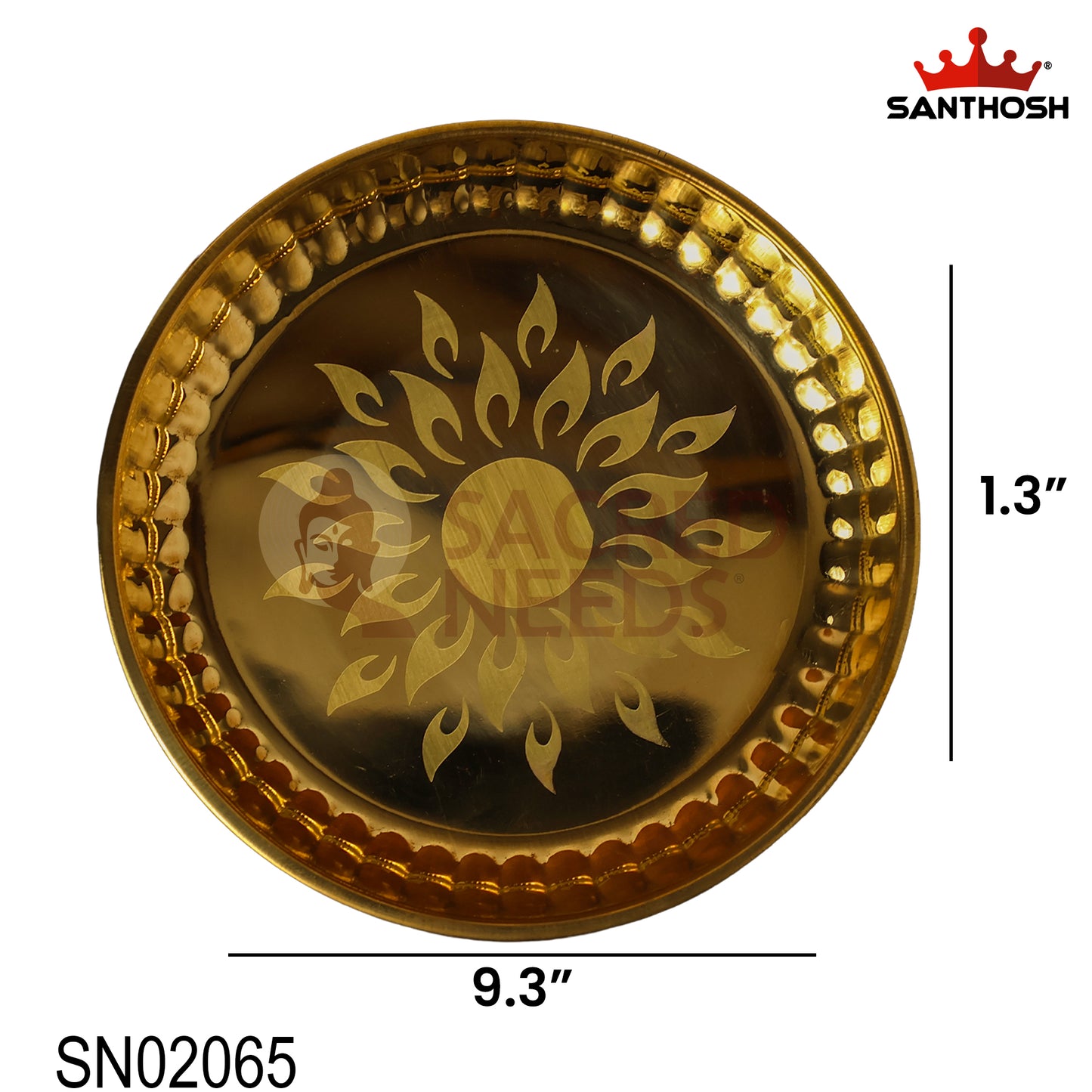 Brass Surya Deep Plate – 9.3 Inch Length | Traditional Brass Oil Lamp Plate for Pooja, Aarti & Home Temple Use