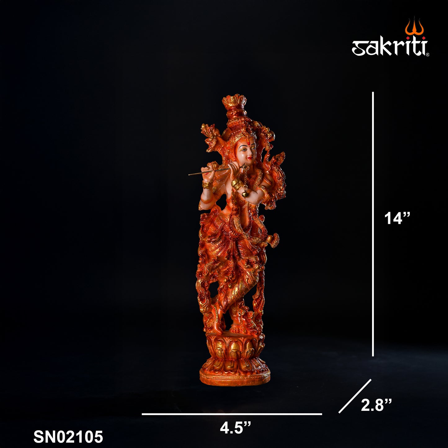 Sacred Needs Marble Dust Krishna Idol – 14 Inch (35.6 cm) Height | Beautiful Lord Krishna Statue for Temple, Pooja Room & Vastu Home Décor