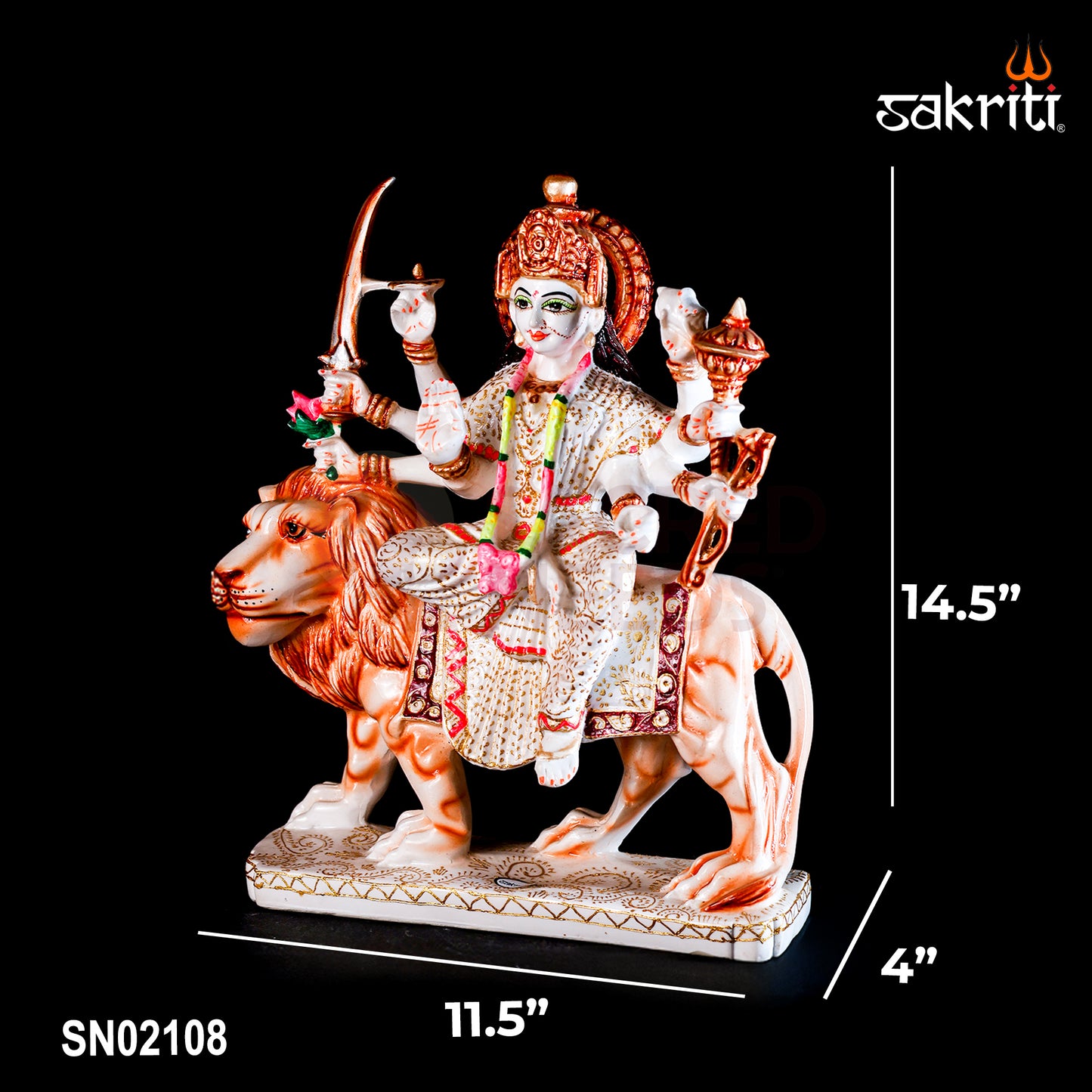 Marble Dust Durga Idol – 14.5 Inch (36.8 cm) Height | Divine Goddess Statue for Vastu, Pooja, & Temple Decoration