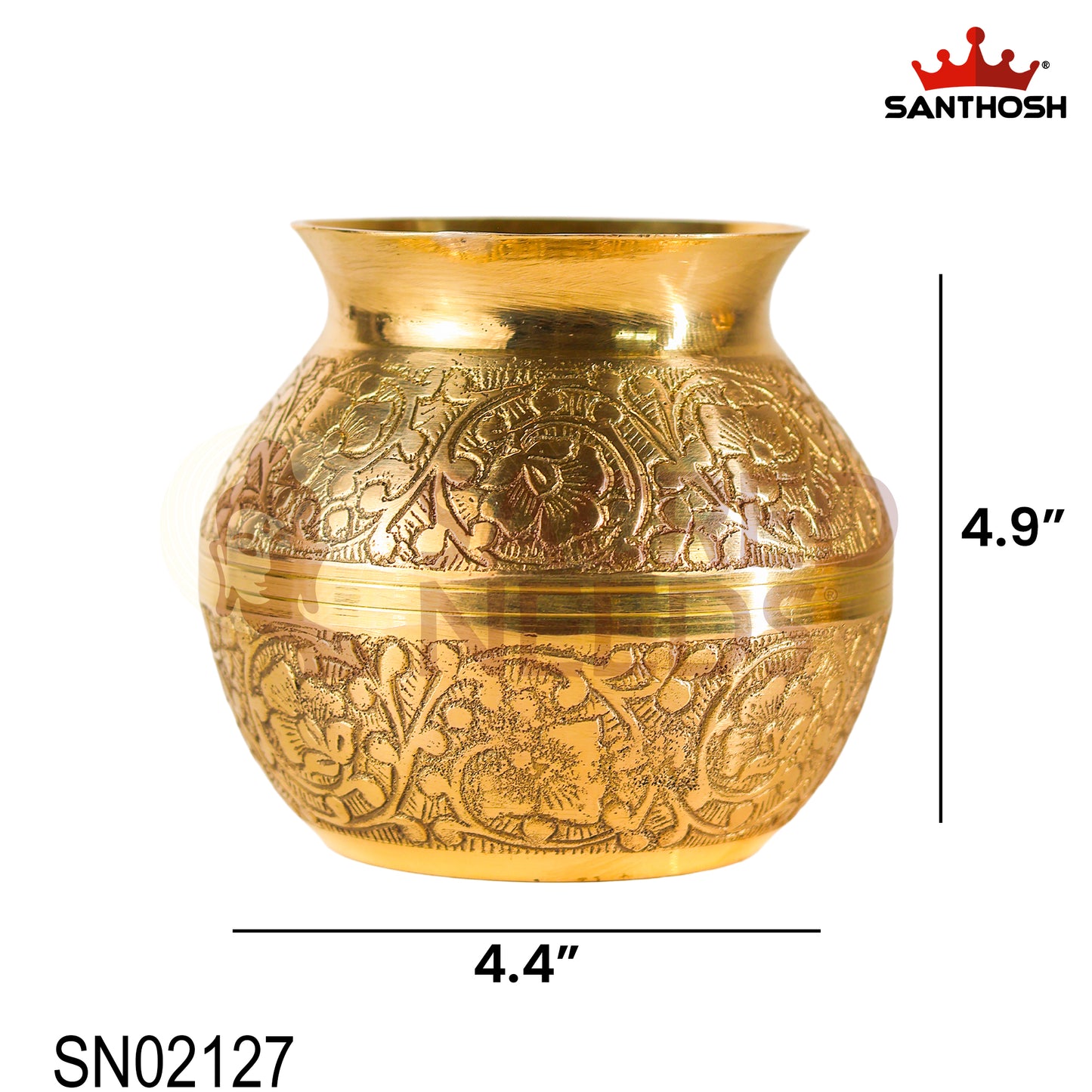 Brass Emboss Kavadi Chambu – 4.4 Inch Length | Traditional Brass Pot for Pooja, Abhishekam & Temple Rituals