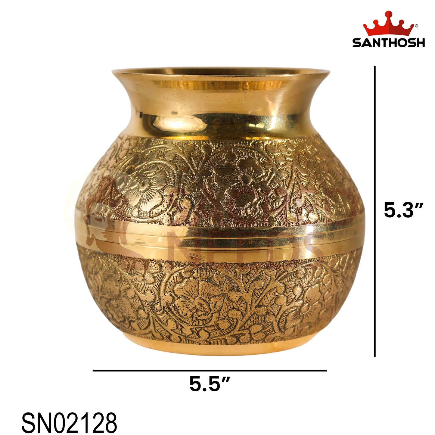 Brass Emboss Kavadi Chambu – 5.3 Inch Height | Traditional Brass Pot for Pooja, Abhishekam & Temple Use