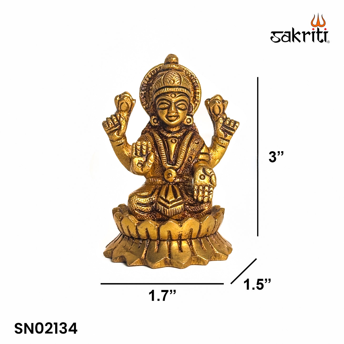 Brass Lotus Lakshmi – 3 Inch Height | Goddess Lakshmi on Lotus Idol for Temple, Pooja Room & Prosperity Decor