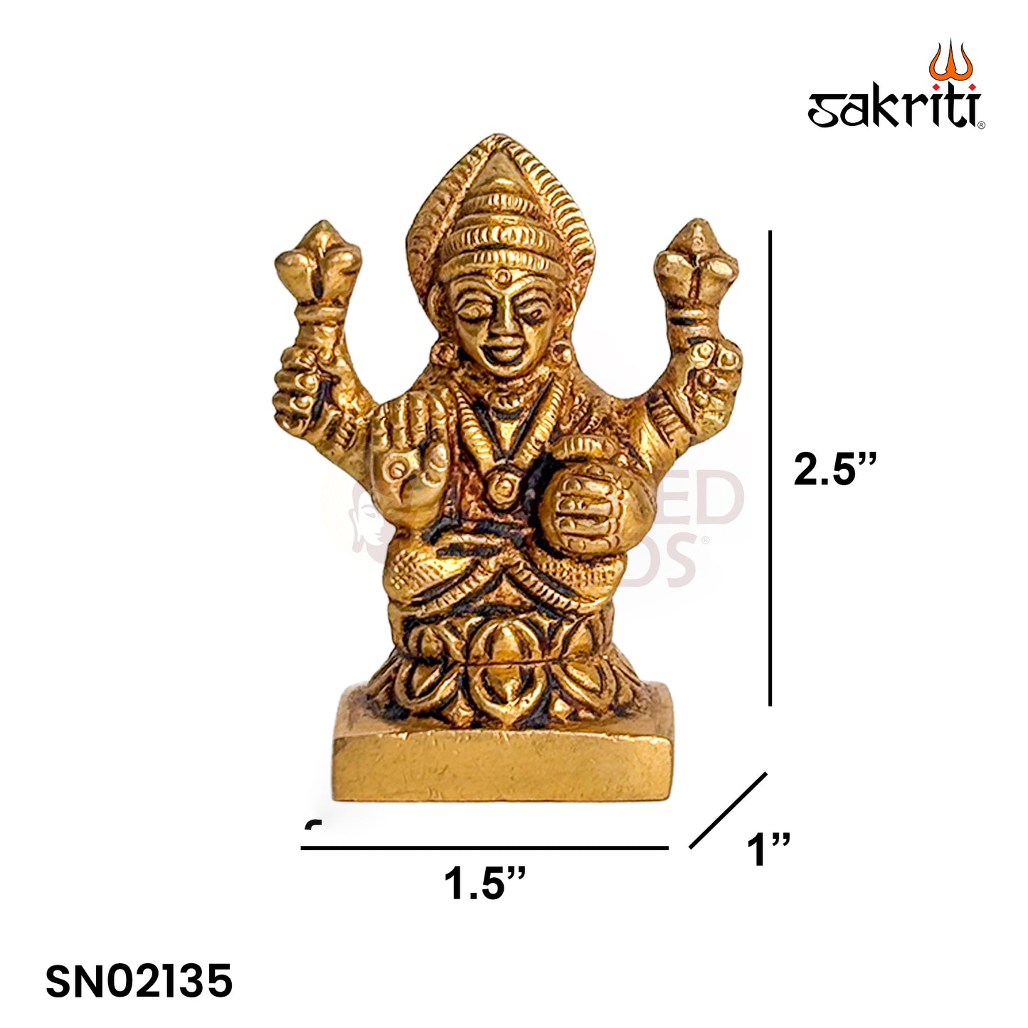 Brass Lakshmi – 2.5 Inch Height | Goddess Lakshmi Idol for Temple, Pooja Room & Wealth Decor