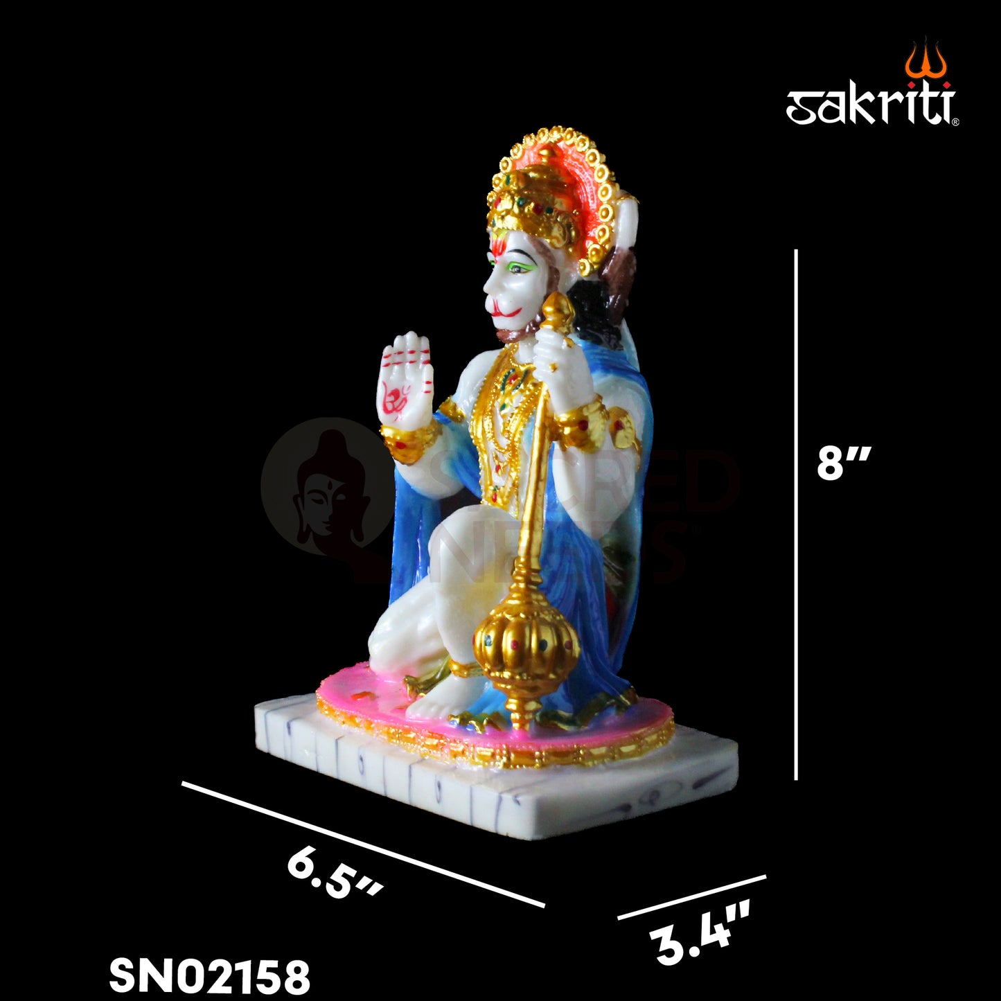 Marble Dust Hanuman – 8 Inch Height | Hanuman Idol Statue for Pooja Room, Temple & Home Decoration