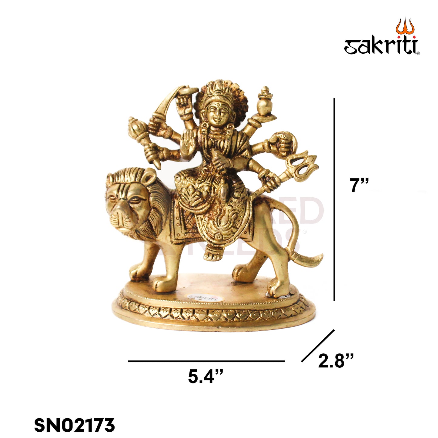 Brass Durga Idol – 6 Inch Height | Divine Goddess Durga Murti for Worship & Spiritual Decor