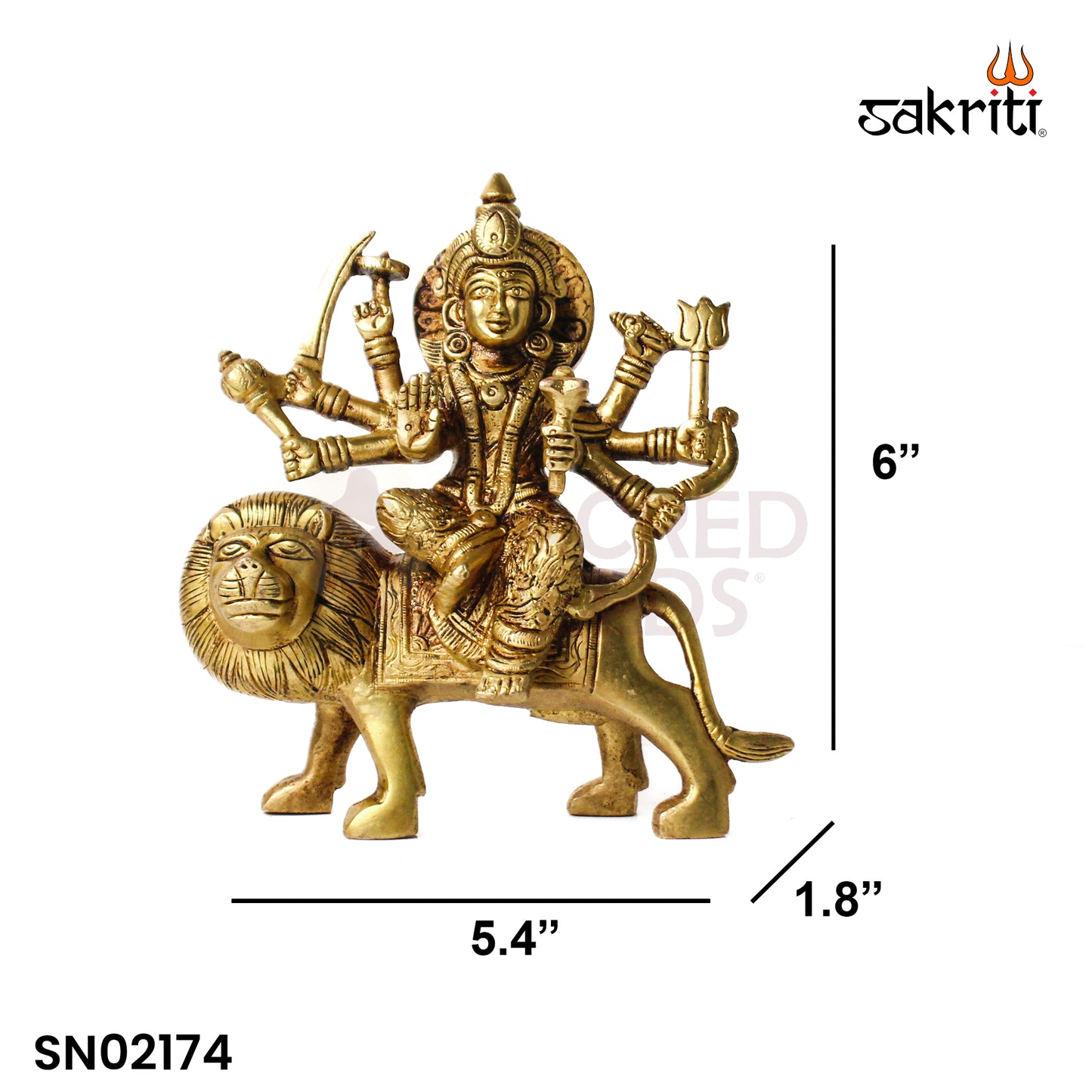 Brass Durga Idol – 5.4 Inch Height | Traditional Durga Statue for Home Temple & Vastu Decor
