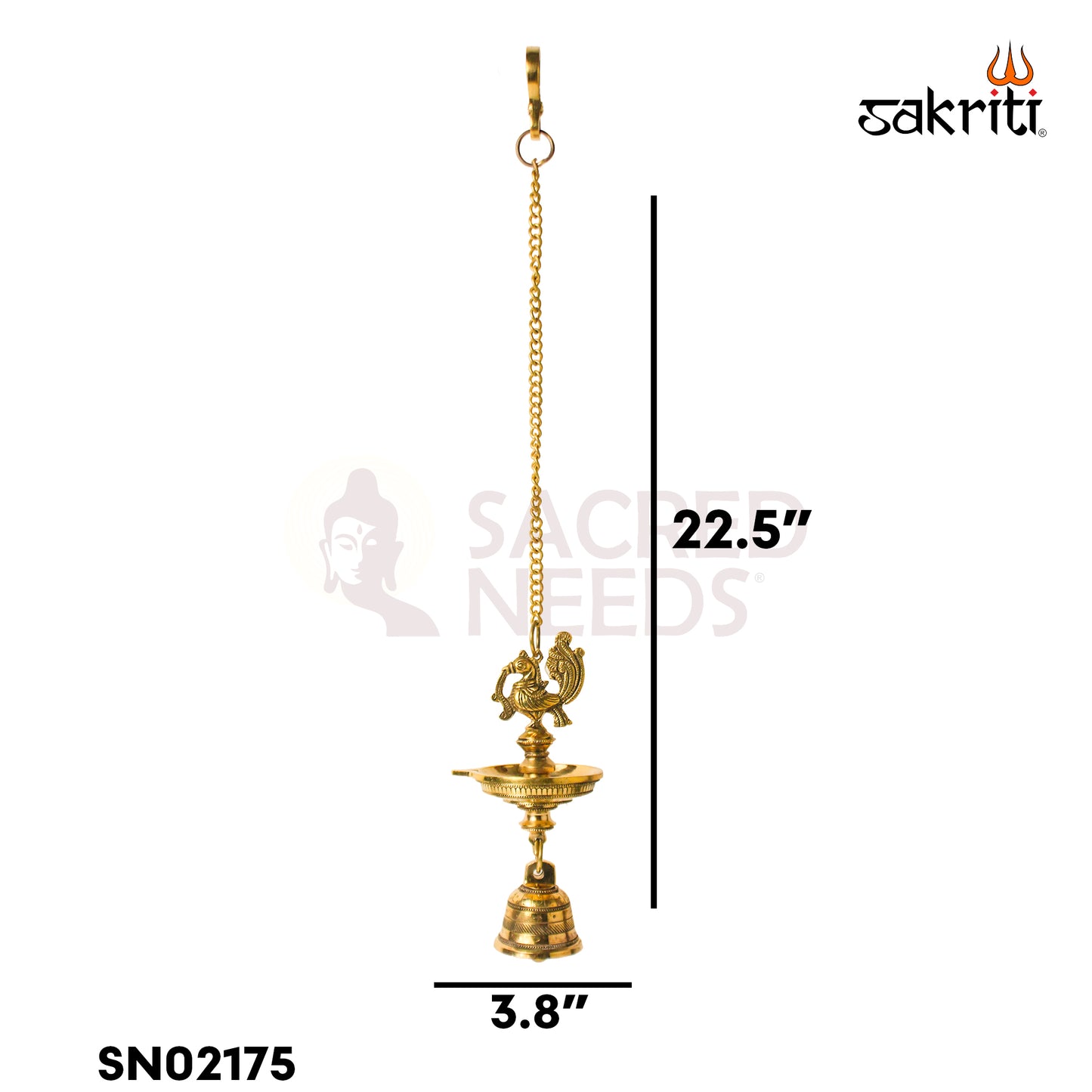 Brass 1 Face Annam Vilakku with Bell – 22.5 Inch Height | Traditional Deepam Lamp for Pooja & Home Decor