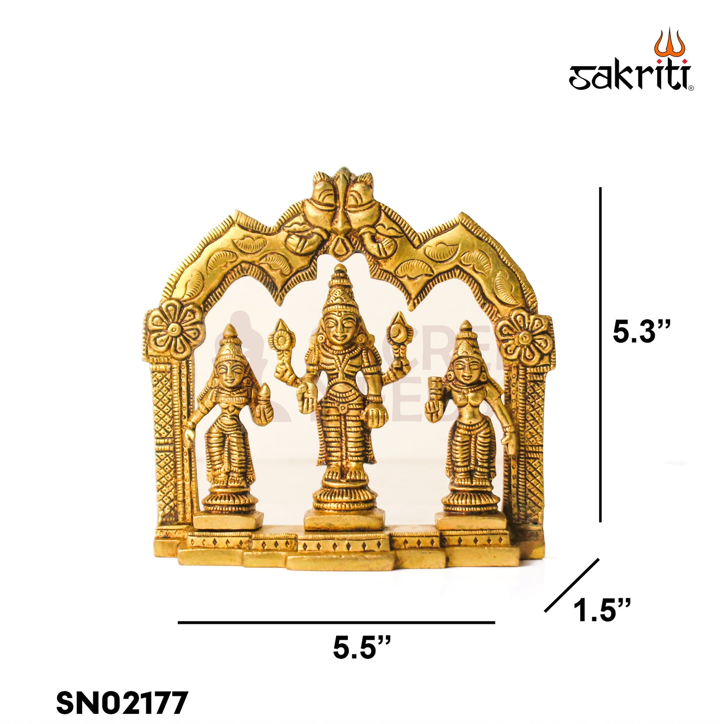 Brass Perumal Set with Arch – 5.3 Inch Height | Lord Vishnu with Arch Idol for Temple & Home Decoration