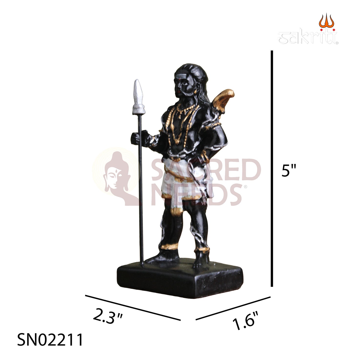 Marble Dust Karuppan Samy Idol – 5 Inch Guardian Deity Statue for Home Temple