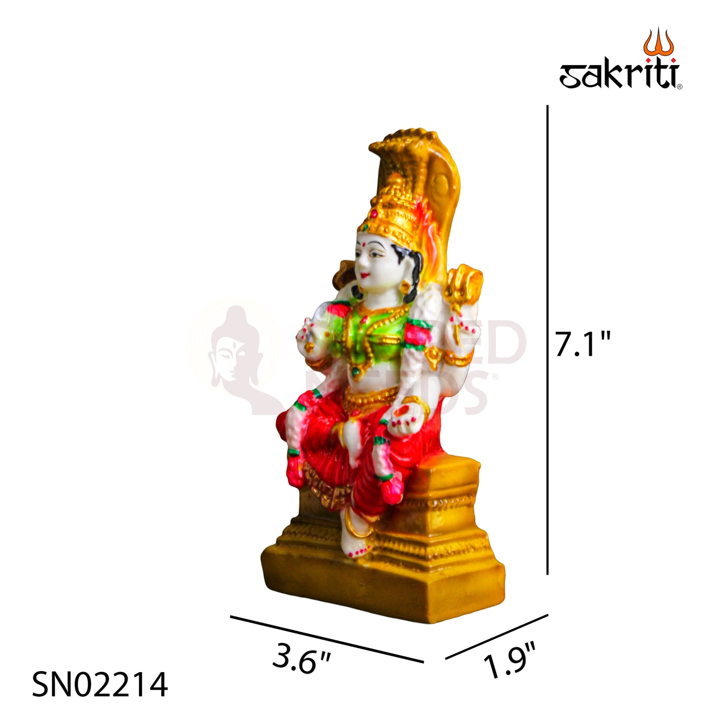 Marble Dust Karumari Amman – 7.1 Inch Goddess Statue for Pooja Room & Home Décor