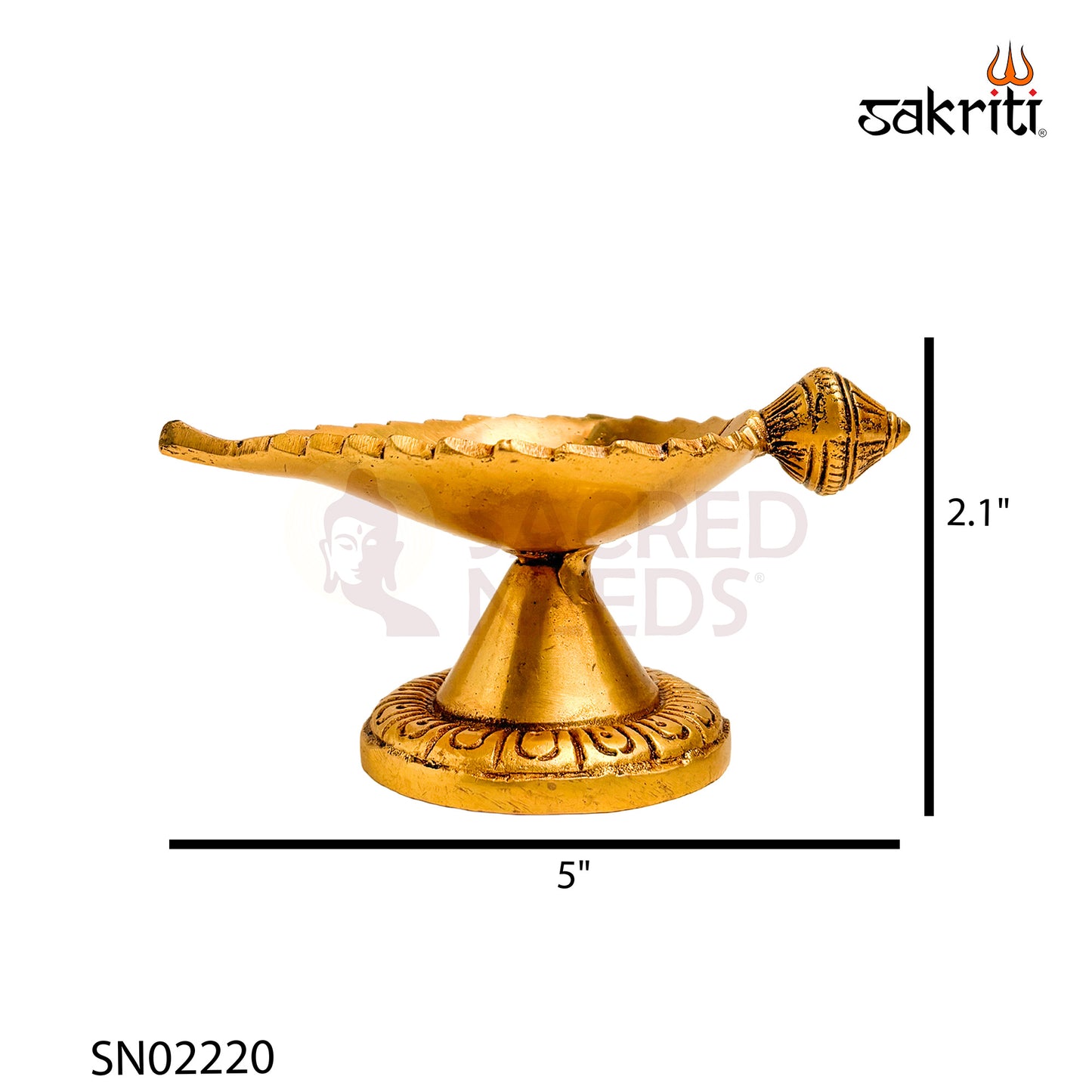 Brass Leaf Agal with Stand – 2.1 Inch | Traditional Deepam for Pooja & Festivals