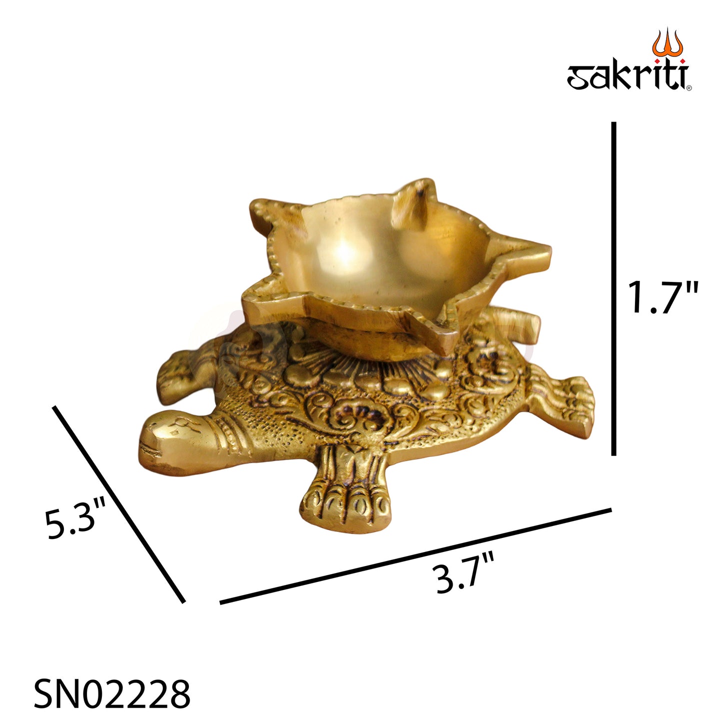 Brass Tortoise Agal with Stand – 1.7 Inch | Deepam with Turtle Base for Pooja