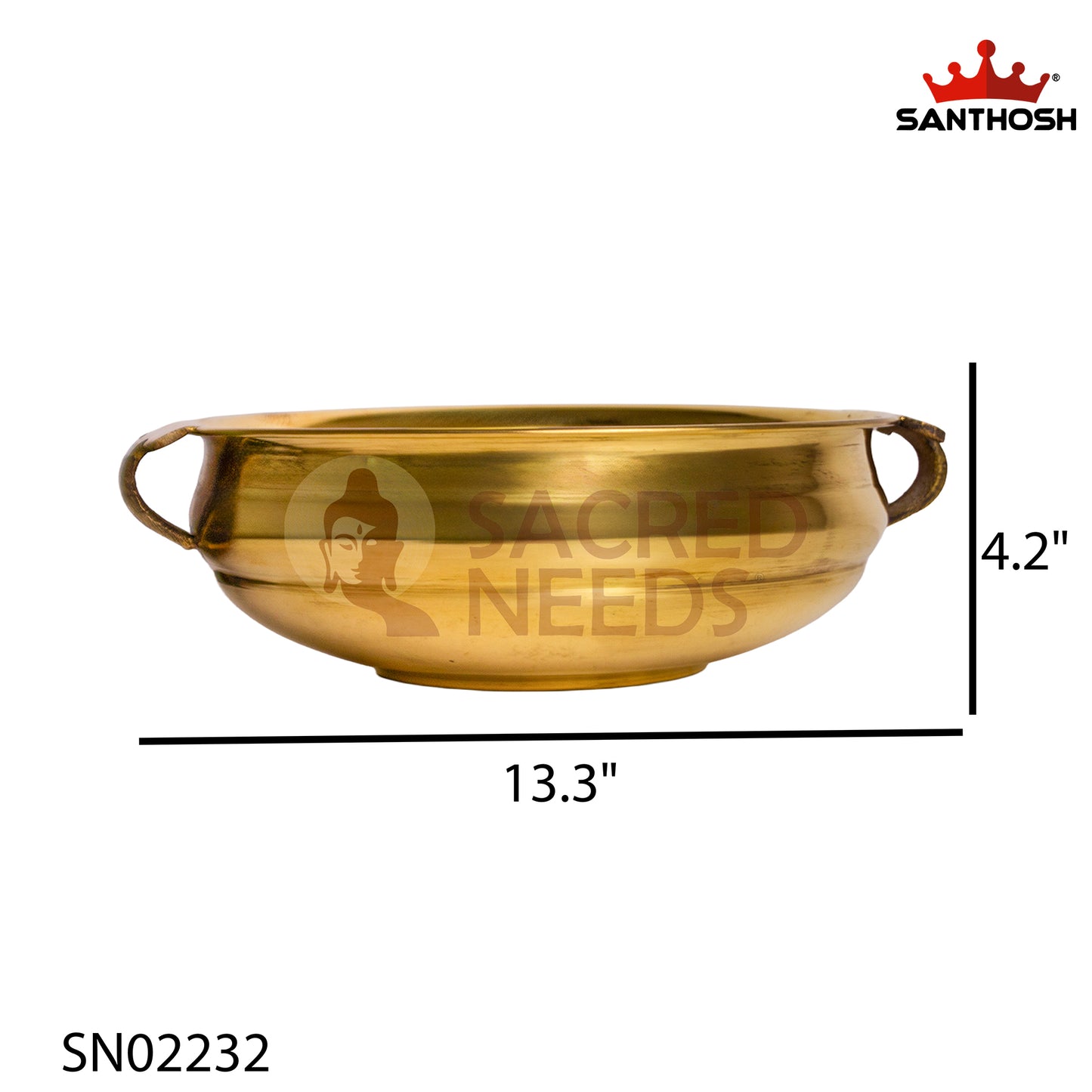 Brass ICC Handle Urli – 4.2 Inch | Decorative Brass Urli Bowl for Home Decor
