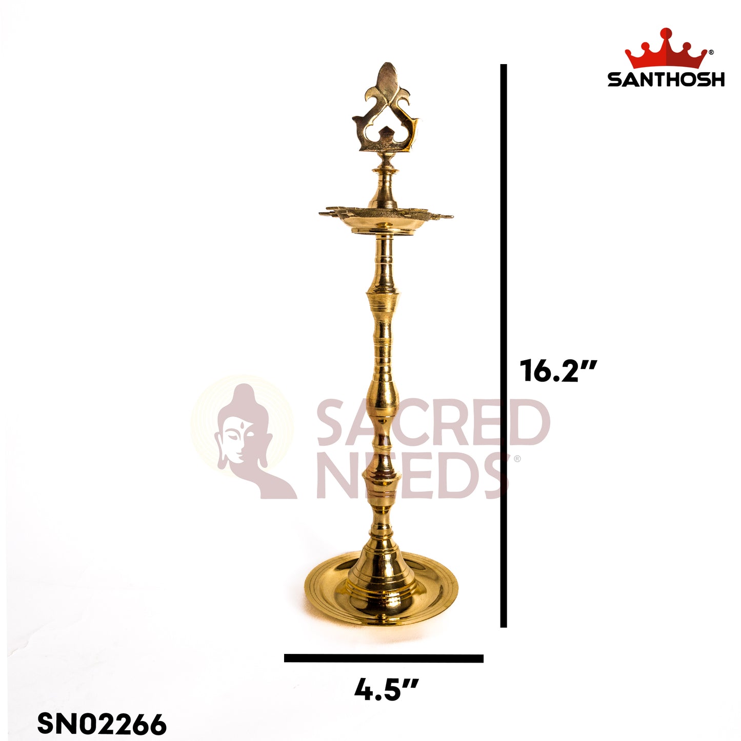 Sacred Needs Brass Box Kuthu Vilakku – 16.2 Inch (41.1 cm) Height | Traditional Brass Oil Lamp for Pooja Room, Temple & Festive Rituals