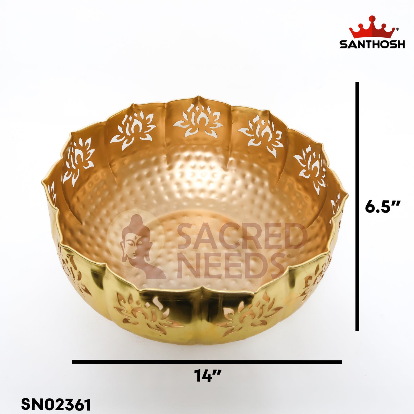 Sacred Needs Iron Cut Urli Bowl – 6.5 Inch (16.5 cm) Height | Decorative Iron Urli for Floating Flowers, Candles & Home Décor