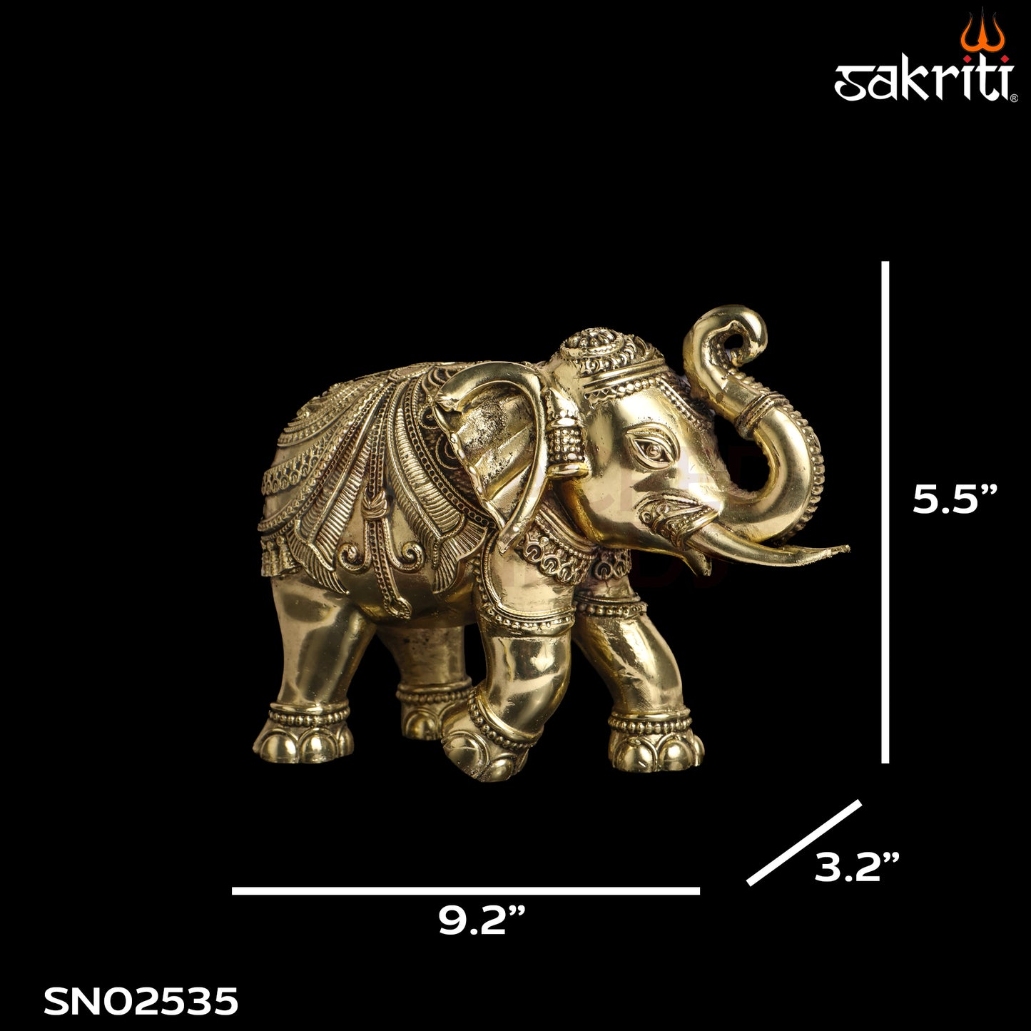 Sacred Needs Brass Elephant Idol – 5.5 Inch (14 cm) Height | Decorative Elephant Statue for Home Décor, Entrance & Vastu