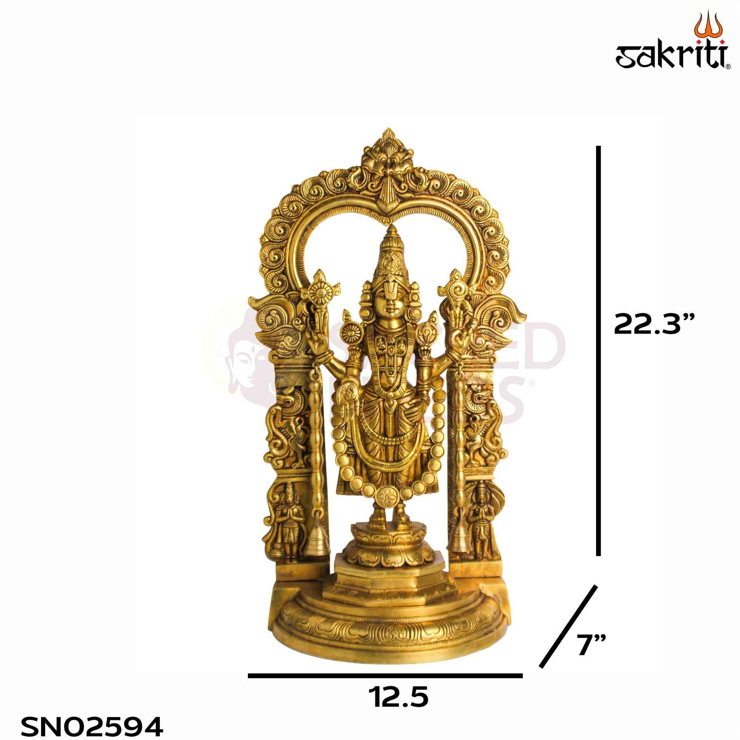 Sacred Needs Brass Balaji with Frame Idol – 22.3 Inch (56.6 cm) Height | Lord Venkateswara Statue for Temple, Pooja Room & Home Décor