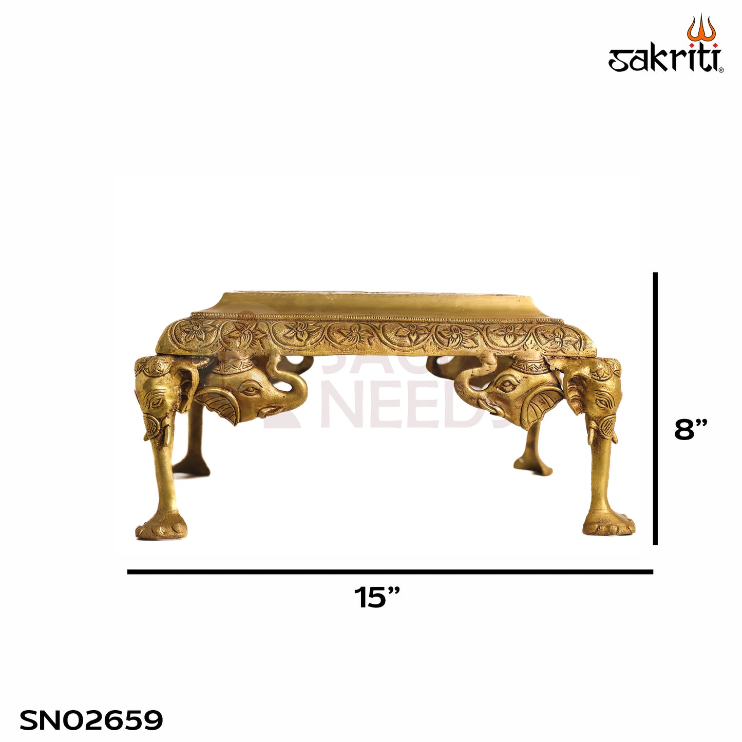 Sacred Needs Brass Table Stand – 8 Inch (20.3 cm) Height | Traditional Decorative Brass Platform Stand for Idols, Diyas & Pooja Room Décor