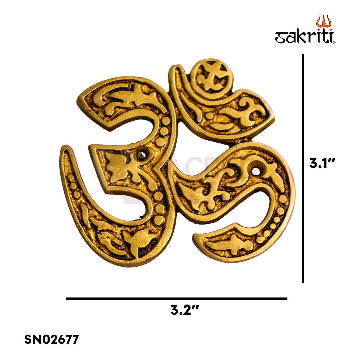 Brass Om Wall Mount – 3.2 Inch Auspicious Brass Wall Decor for Pooja Room, Home Entrance & Vastu