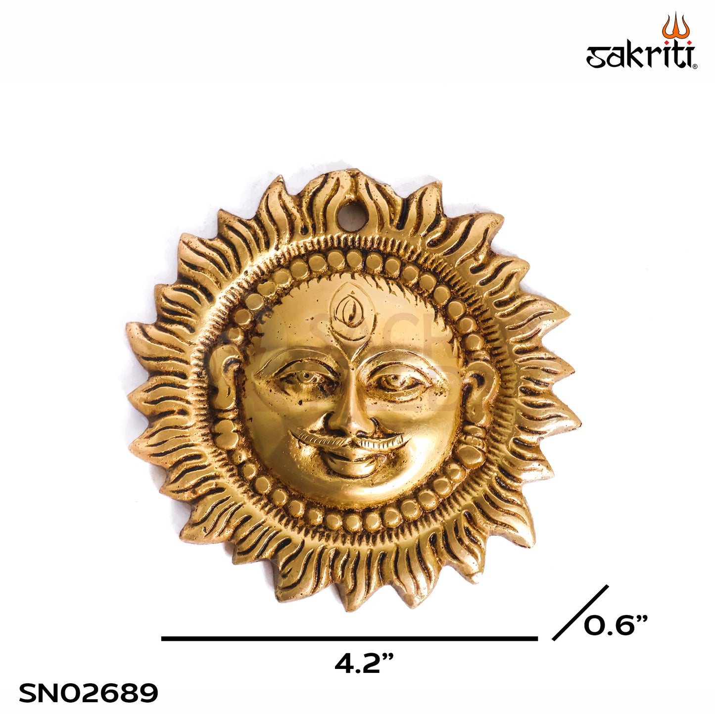 Sacred Needs Brass Sun Wall Plate – 4.2 Inch (10.7 cm) Diameter | Decorative Surya Wall Hanging for Pooja Room & Home Décor
