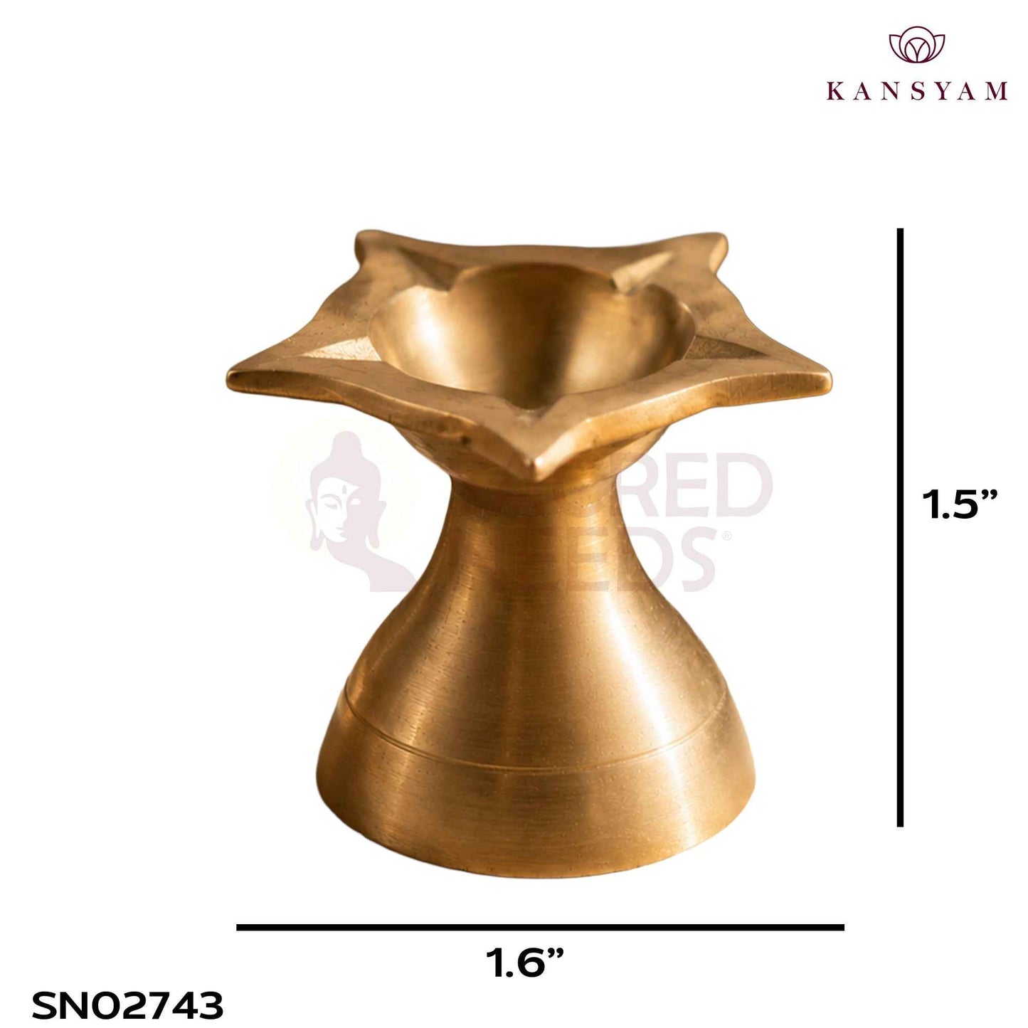 Sacred Needs Bronze 5 Face Deepam – 1.5 Inch (3.8 cm) Height | Traditional Panchamukhi Bronze Oil Lamp for Pooja, Temple & Spiritual Décor