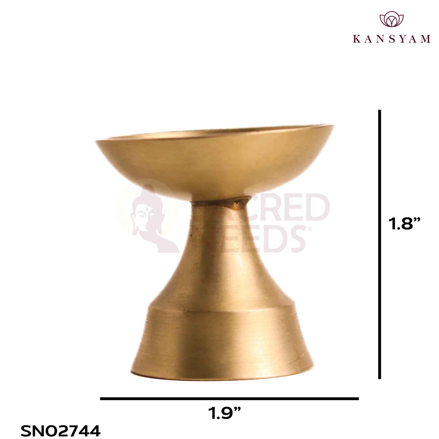 Sacred Needs Bronze Round Deepam – 1.8 Inch (4.6 cm) Height | Traditional Bronze Oil Lamp for Pooja, Temple & Spiritual Home Décor