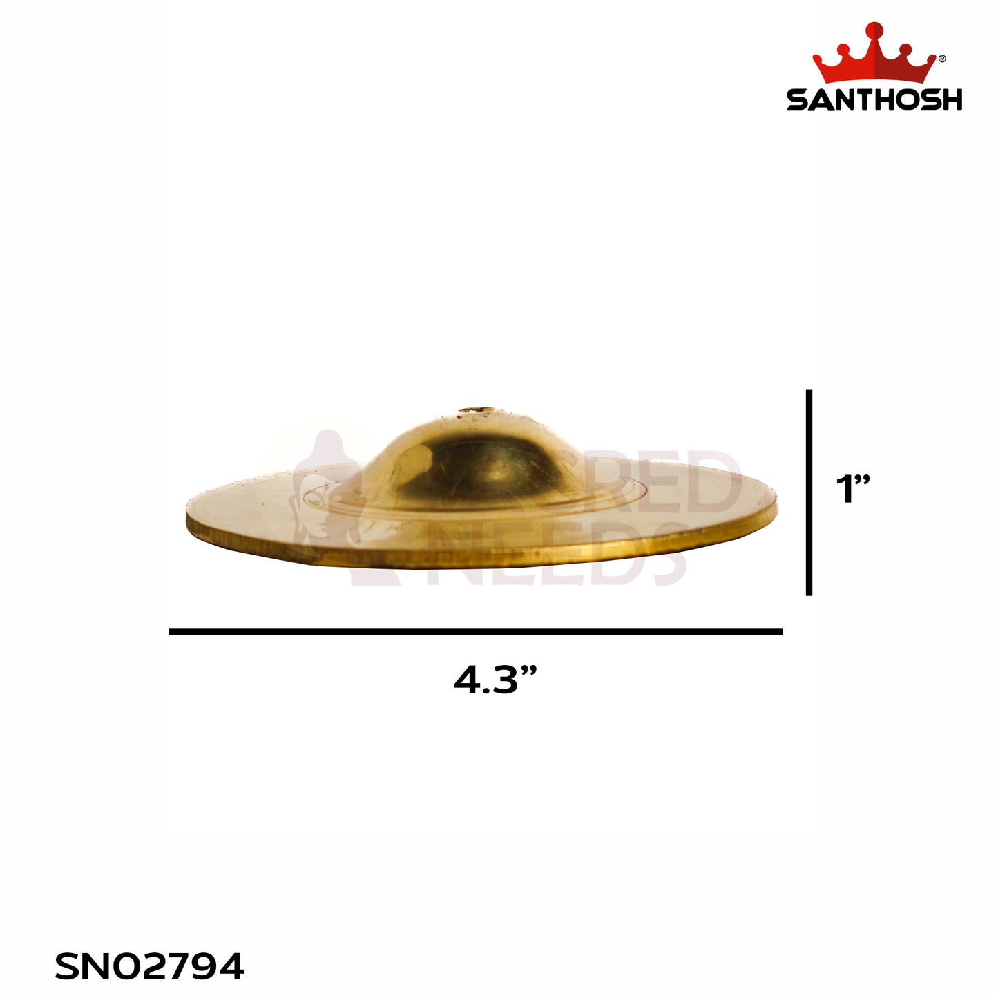 Sacred Needs Brass Talam Manjira – 1 Inch (2.5 cm) Height | Traditional Brass Hand Cymbals for Bhajans, Kirtan, Pooja & Devotional Music