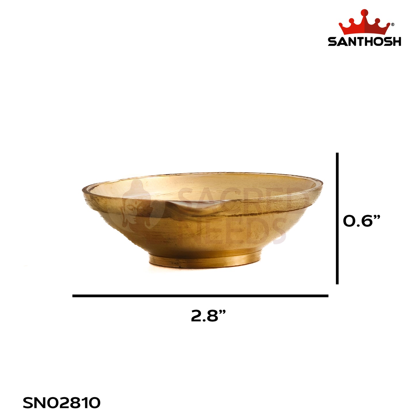 Sacred Needs Brass Agal Deepam – 0.6 Inch (1.5 cm) Height | Traditional Brass Oil Lamp Diya for Pooja Room, Temple, Festivals & Daily Worship