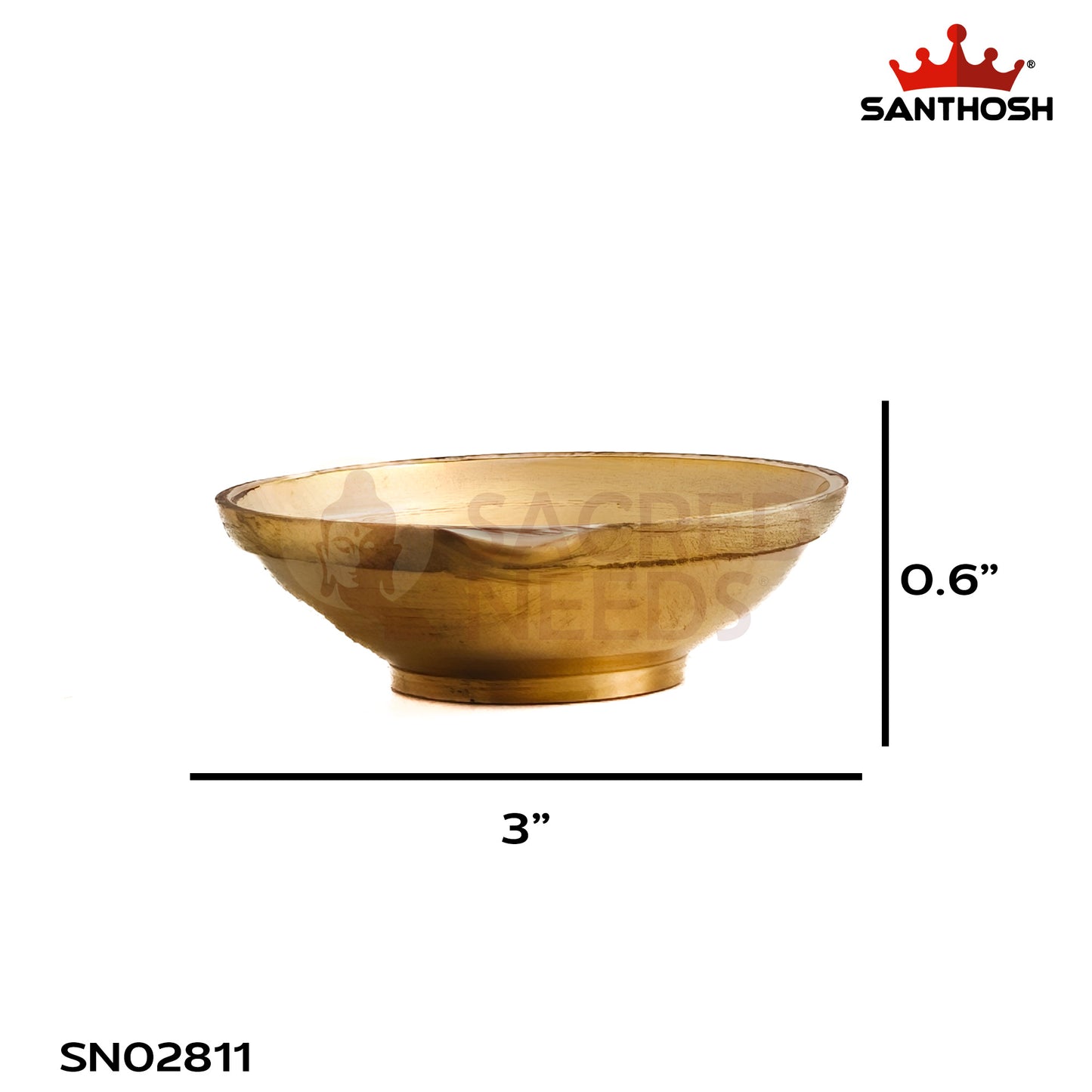 Sacred Needs Brass Agal Deepam – 0.6 Inch (1.5 cm) Height | Traditional Brass Oil Lamp (Diya) for Pooja Room, Temple, Festivals & Home Décor