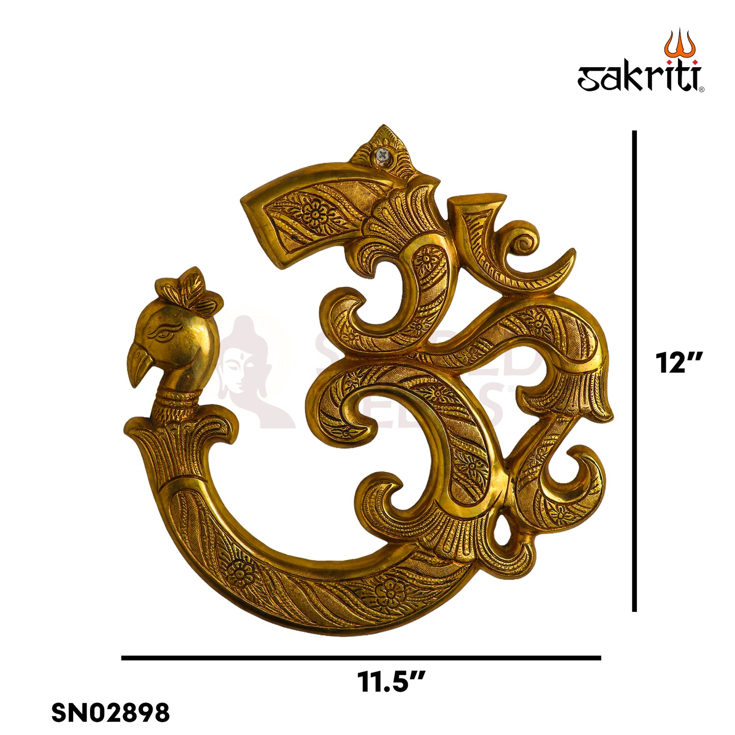 Brass Peacock Om Wall Mount – 12 Inch Height Traditional Brass Wall Decor for Pooja Room, Home Entrance & Vastu
