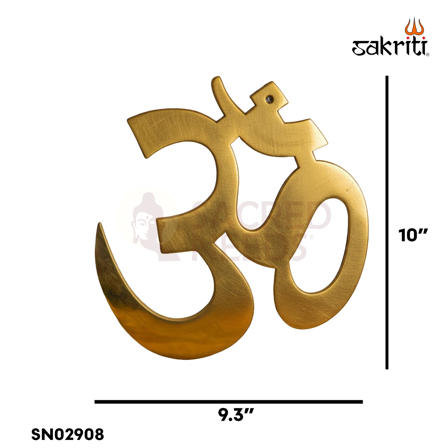 Sacred Needs Brass Hindi Om Wall Mount – 10 Inch Height (9.3 Inch Width) | Decorative & Auspicious Wall Hanging for Pooja Room, Temple & Home Décor