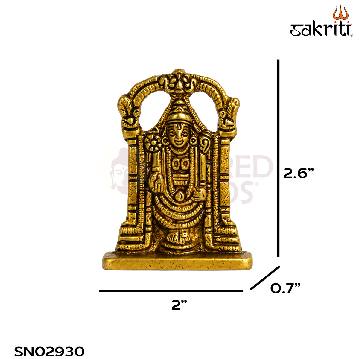 Brass Balaji Idol – 2.6 Inch (6.6 cm) Height | Lord Venkateswara Statue for Pooja Room, Home Temple & Spiritual Décor