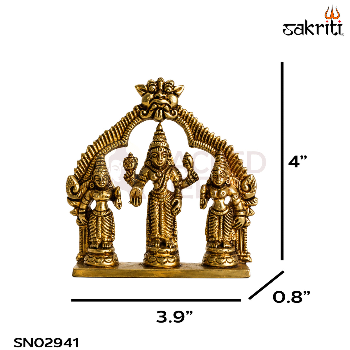 Brass Perumal Set – 4 Inch (10.2 cm) Height | Lord Vishnu Perumal Idol Set for Pooja Room, Home Temple & Devotional Décor