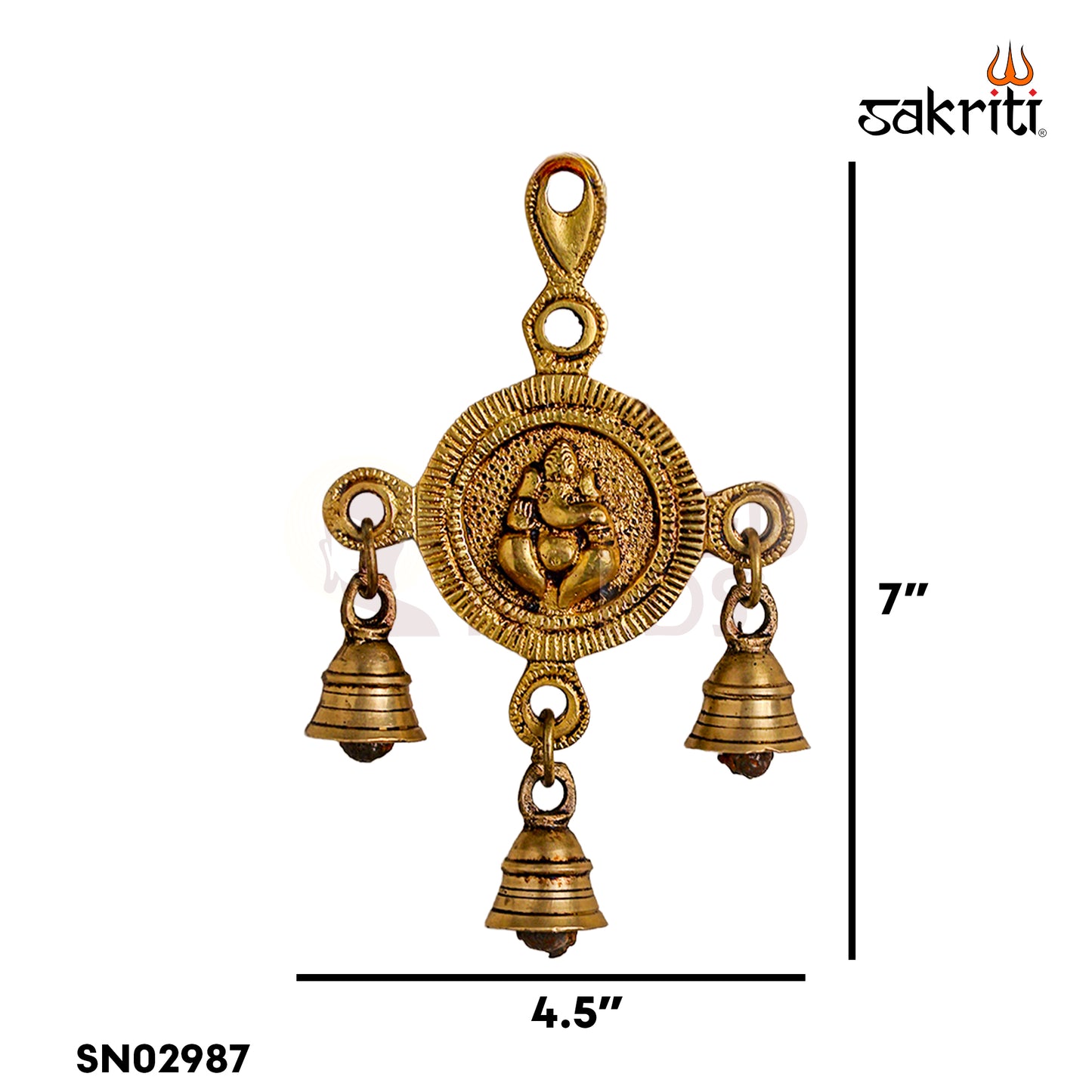 Sacred Needs Brass Shubh Labh with Ganesha Wall Hanging – 7 Inch Height (4.5 Inch Length) | Decorative & Auspicious Wall Mount for Pooja Room, Temple & Home Décor