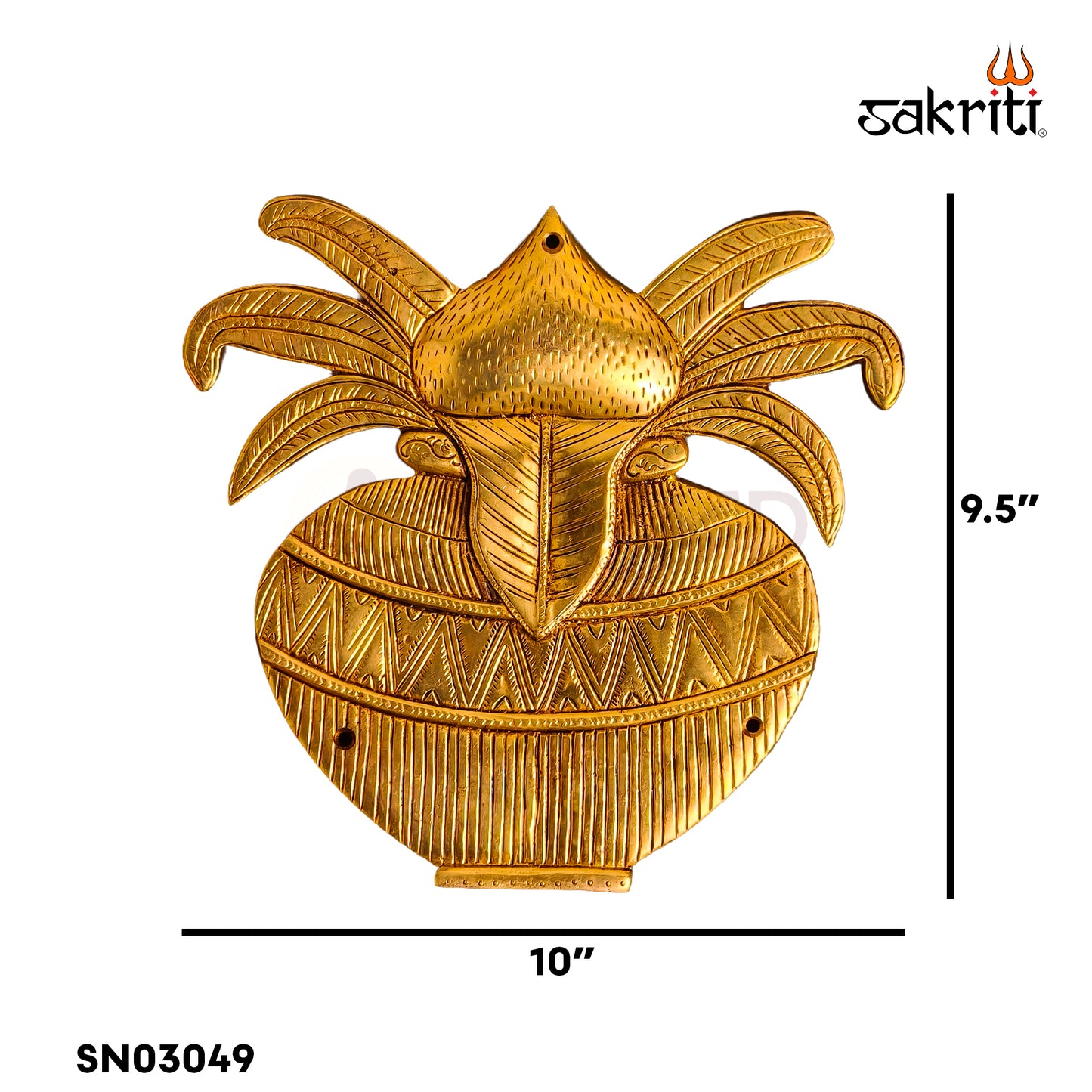 Brass Kalasam Wall Mount | 9.5 Inch Height | Traditional Kalash Wall Hanging for Pooja Room & Home Décor