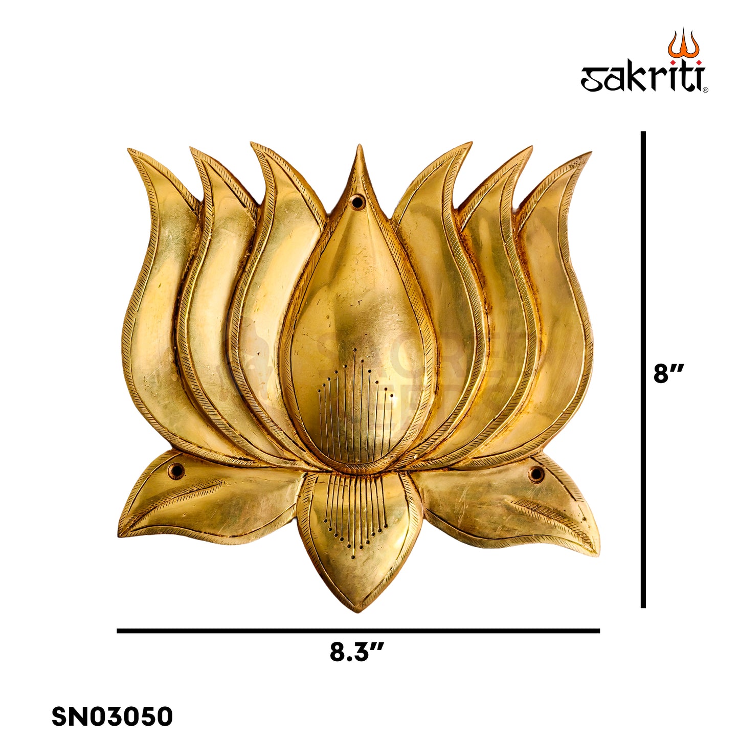 Sacred Needs Brass Lotus Wall Mount – 8 Inch (20.3 cm) Height | Decorative Brass Lotus Wall Hanging for Pooja Room & Home Décor