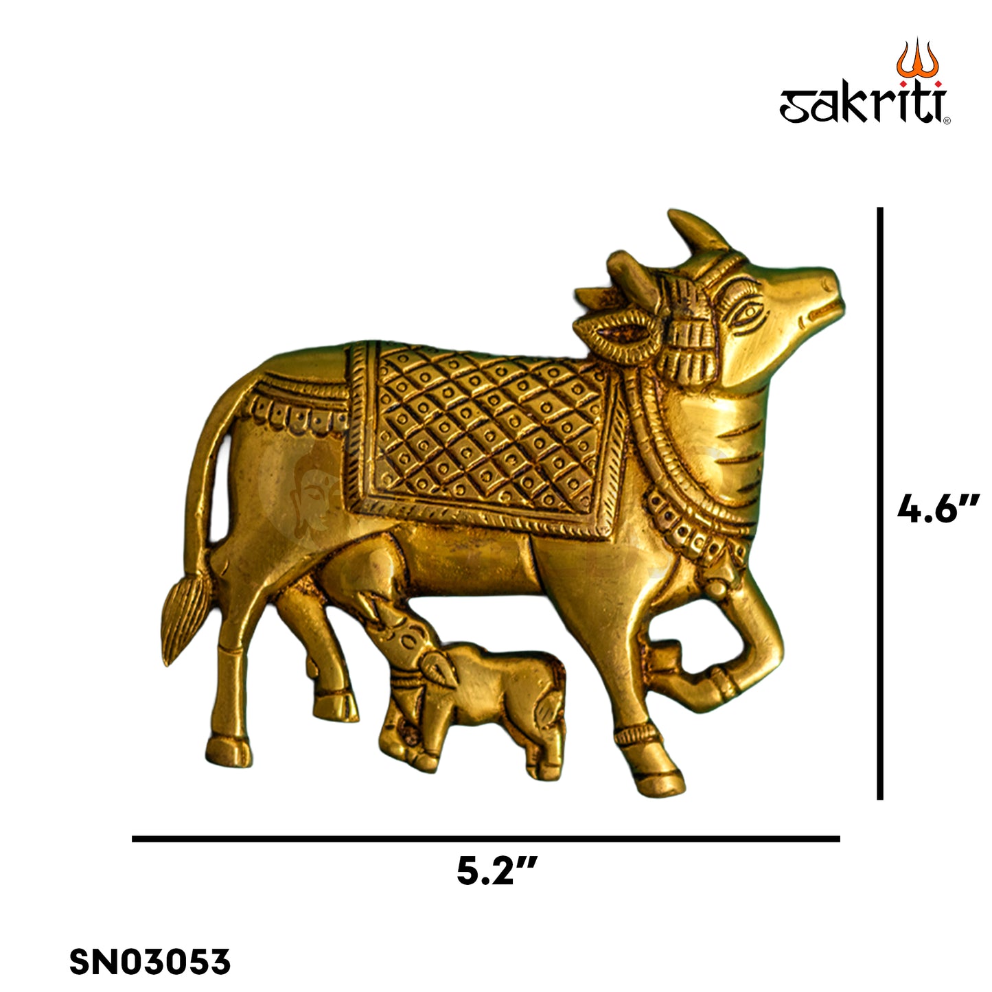 Sacred Needs Brass Cow & Calf Wall Mount Set – 4.6 Inch (11.7 cm) Height | Kamadhenu Brass Wall Hanging for Pooja Room & Home Décor