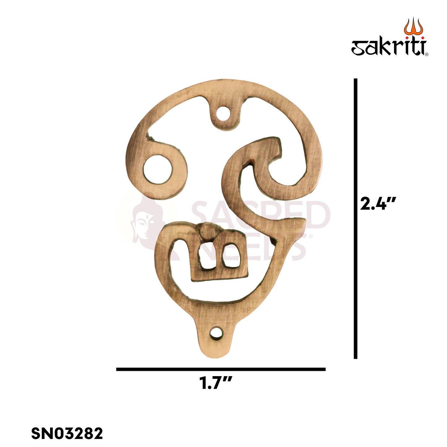 Sacred Needs Brass Tamil Om Wall Mount – 2.4 Inch (6.1 cm) Height | Traditional Om Symbol Wall Hanging for Pooja Room & Home Décor