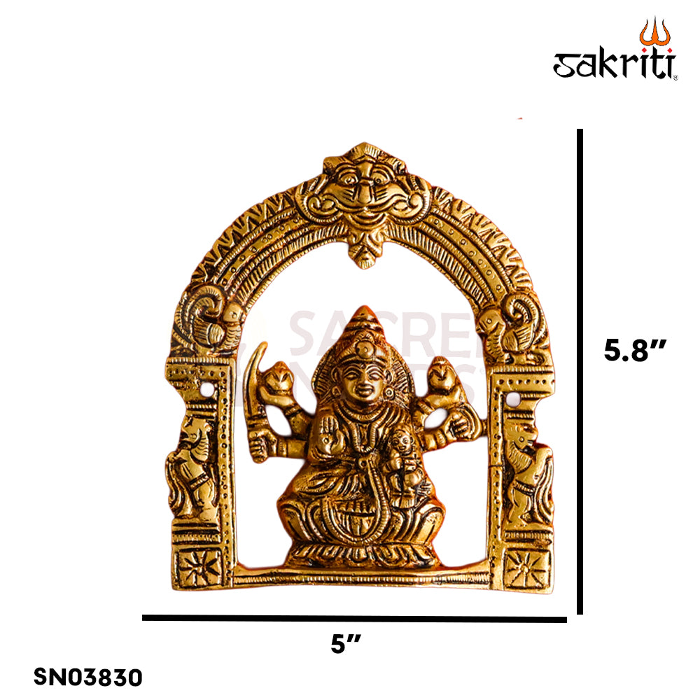 Sacred Needs Brass Astalakshmi Wall Mount with Frame – 5.8 Inch (14.7 cm) Height | Decorative Brass Ashta Lakshmi Wall Hanging for Pooja Room & Home Décor