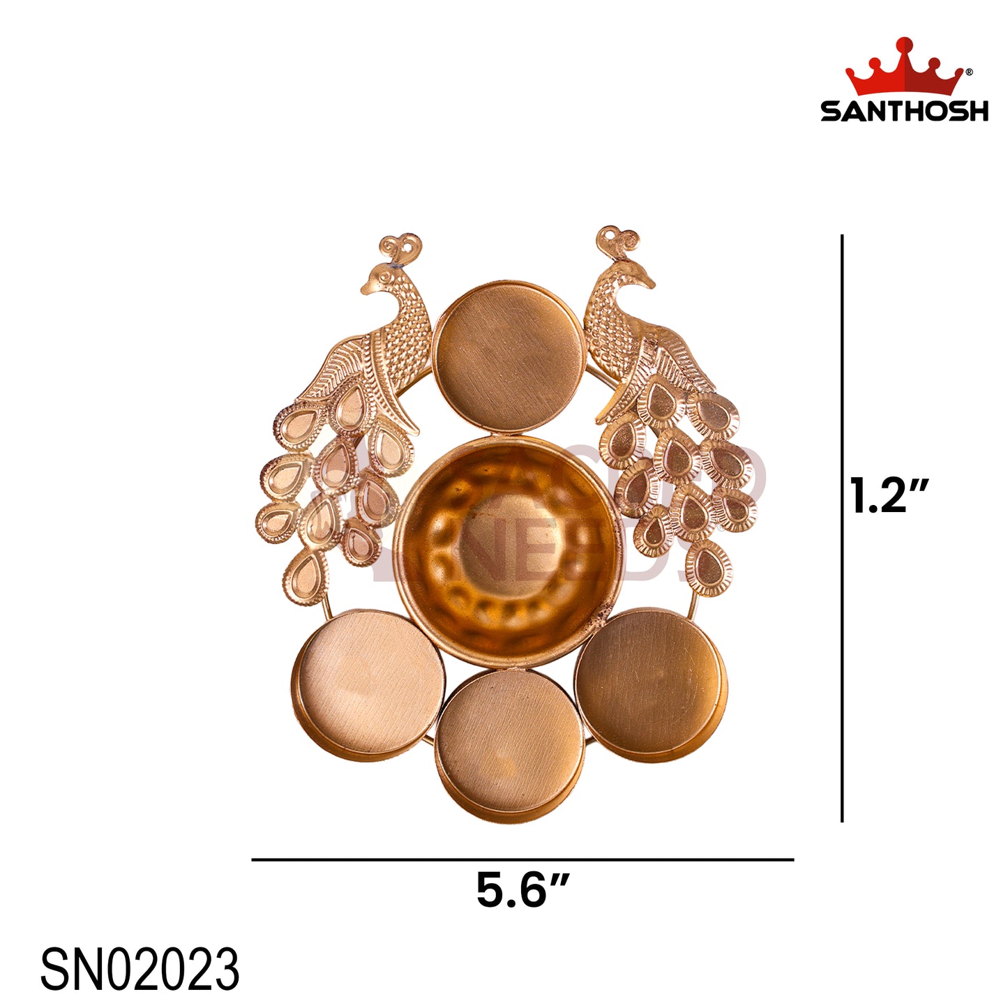 Iron 2 Peacock 4 Lite Urli – 5.6 Inch Length | Traditional Decorative Oil Lamp Bowl for Pooja & Home Décor