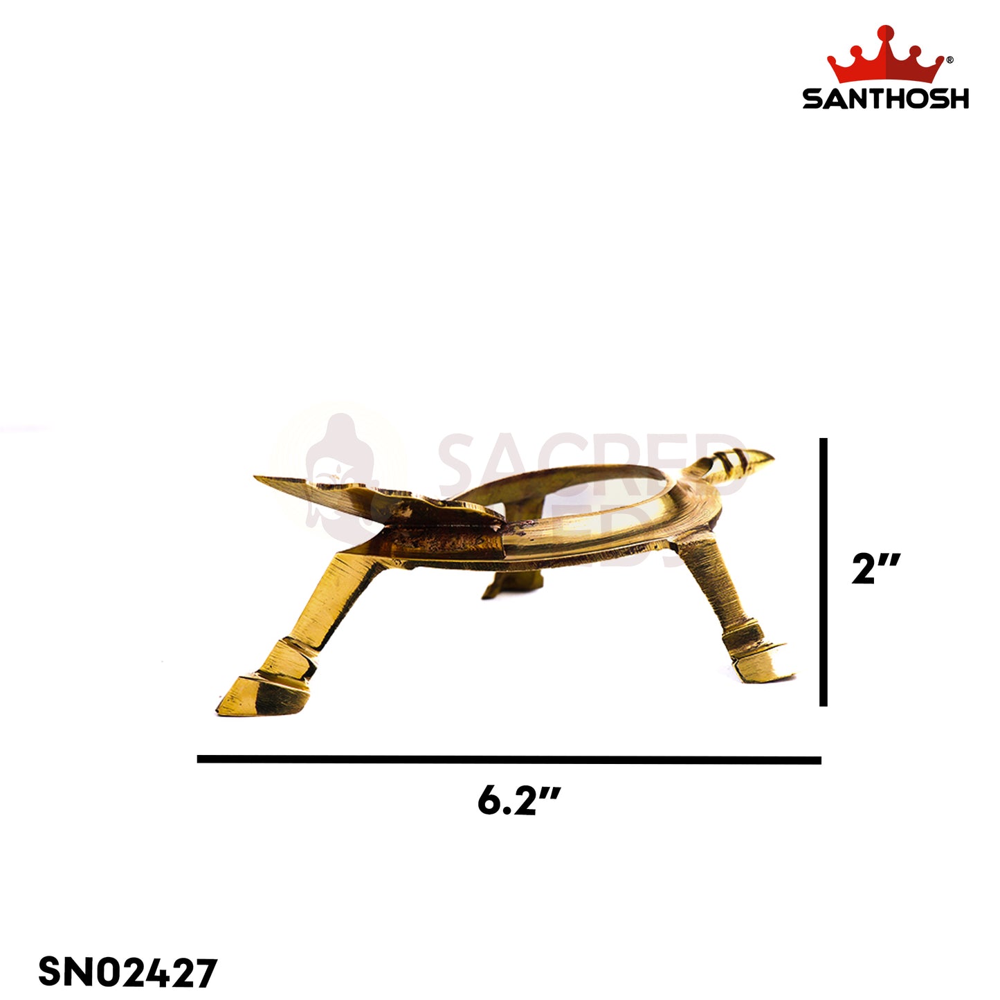 Sacred Needs Brass Plain Shank Stand – 2 Inch (5.1 cm) Height | Traditional Brass Stand Base for Lamps, Idols & Pooja Articles