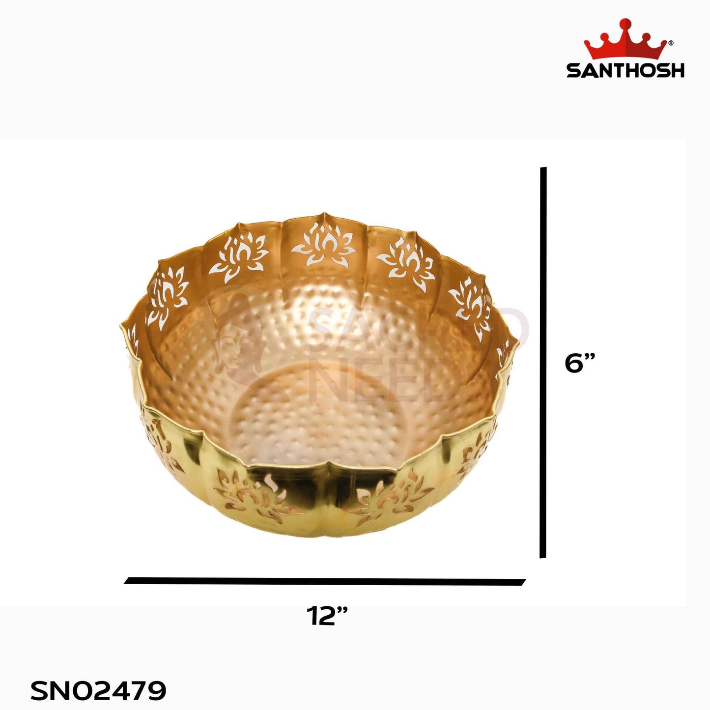 Sacred Needs Brass Cut Urli Bowl – 6 Inch (15.2 cm) Height | Decorative Brass Urli for Floating Flowers, Candles, Pooja & Home Decor