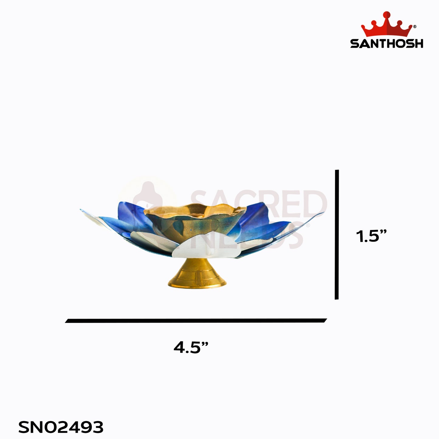 Sacred Needs Brass 3-Layer Lotus Pyali Deepam – 1.5 Inch (3.8 cm) Height | Traditional Lotus Design Brass Oil Lamp for Pooja, Temple & Festive Decor