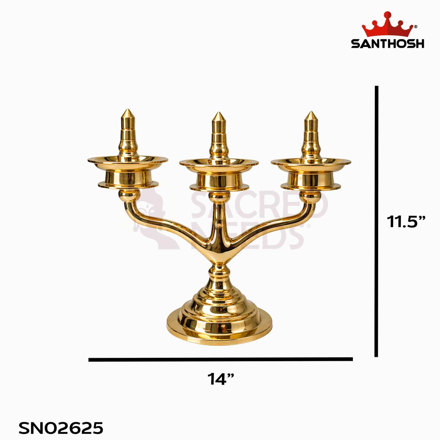 Sacred Needs Brass Kavara Kerala Jhad Vilakku – 11.5 Inch (29.2 cm) Height | Traditional Hanging Brass Lamp for Temple, Pooja Room & Festive Décor