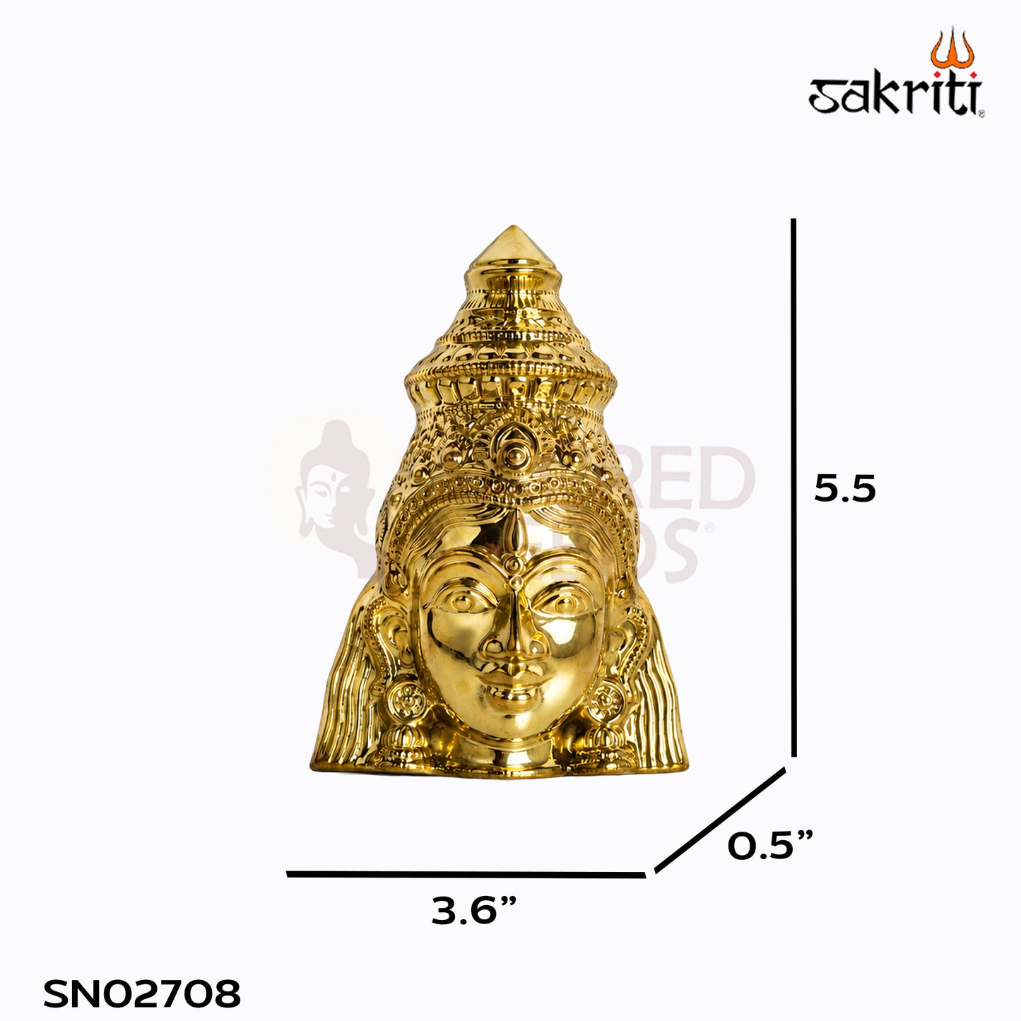 Sacred Needs Brass Lakshmi Face Wall Hanging – 5.5 Inch (14 cm) Height | Goddess Lakshmi Decorative Face for Pooja Room & Home Décor