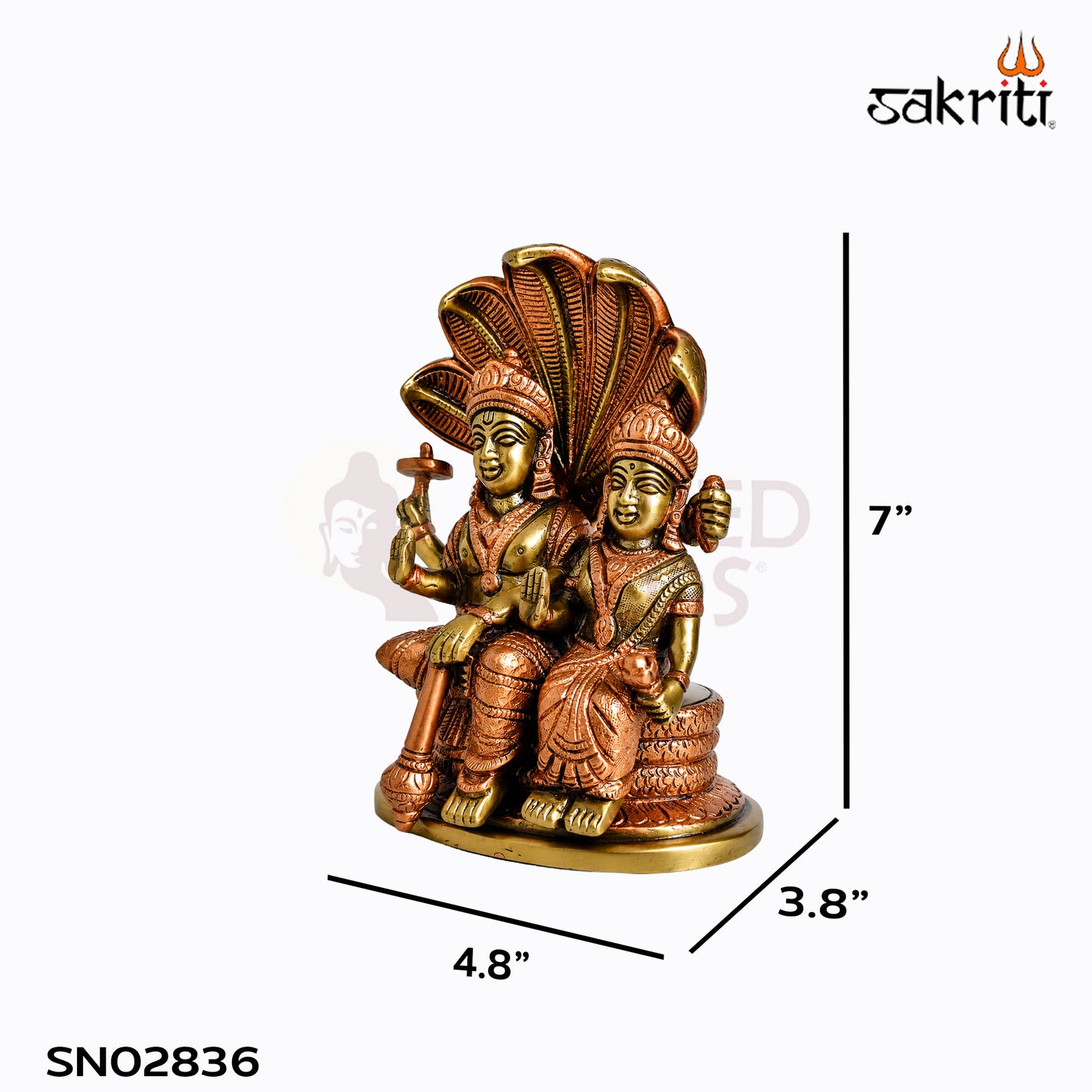 Sacred Needs Brass Vishnu Lakshmi Idol – 7 Inch (17.8 cm) Height | Lord Vishnu & Goddess Lakshmi Statue for Pooja Room, Home Temple & Spiritual Décor